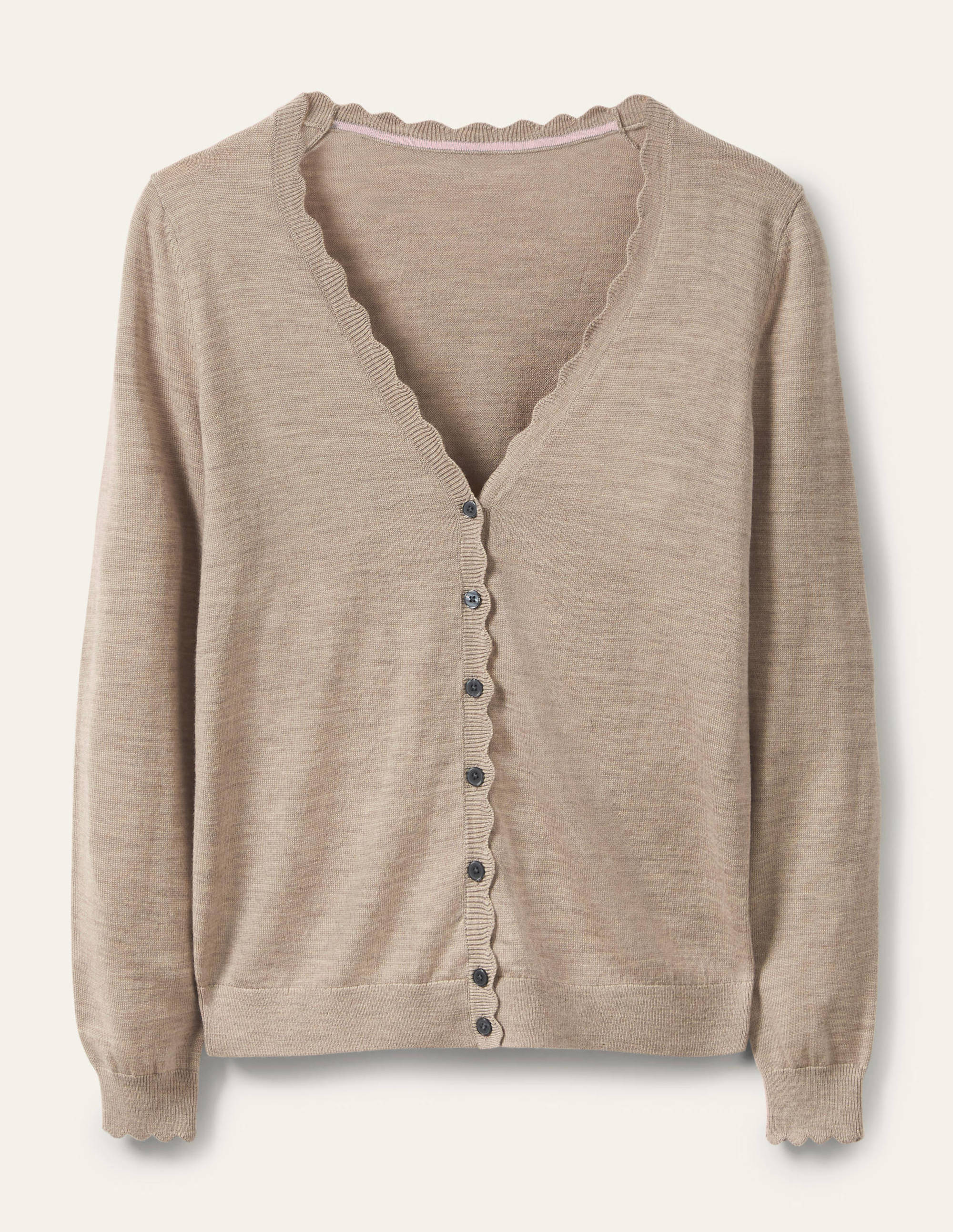  Merino Scallop Trim Cardigan-Mink Melange、mySite、ashleygrahame