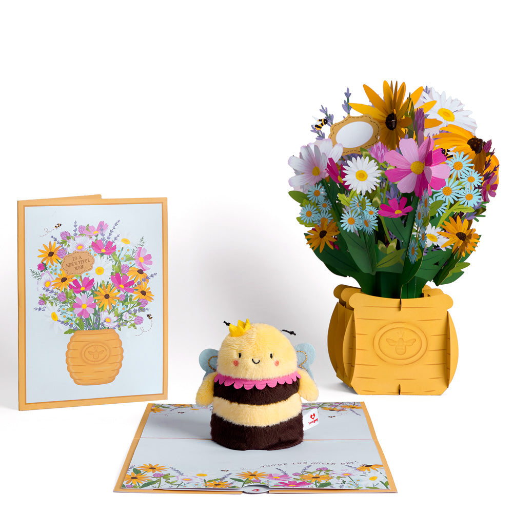 'Bee-u-tiful Mom' Queen Bee Plushpop Card & Bouquet Bundle、mySite、solidvoid