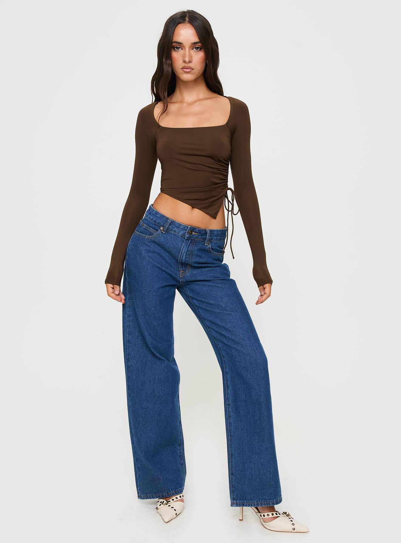 Take Me On Long Sleeve Top Brown、mySite、solidvoid