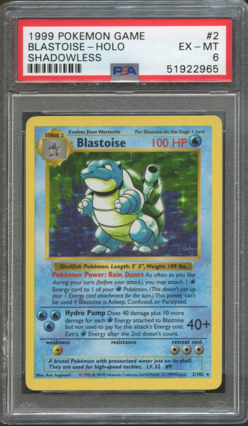 Blastoise #2 PSA 6 Base Set Shadowless、mySite、waistdrama