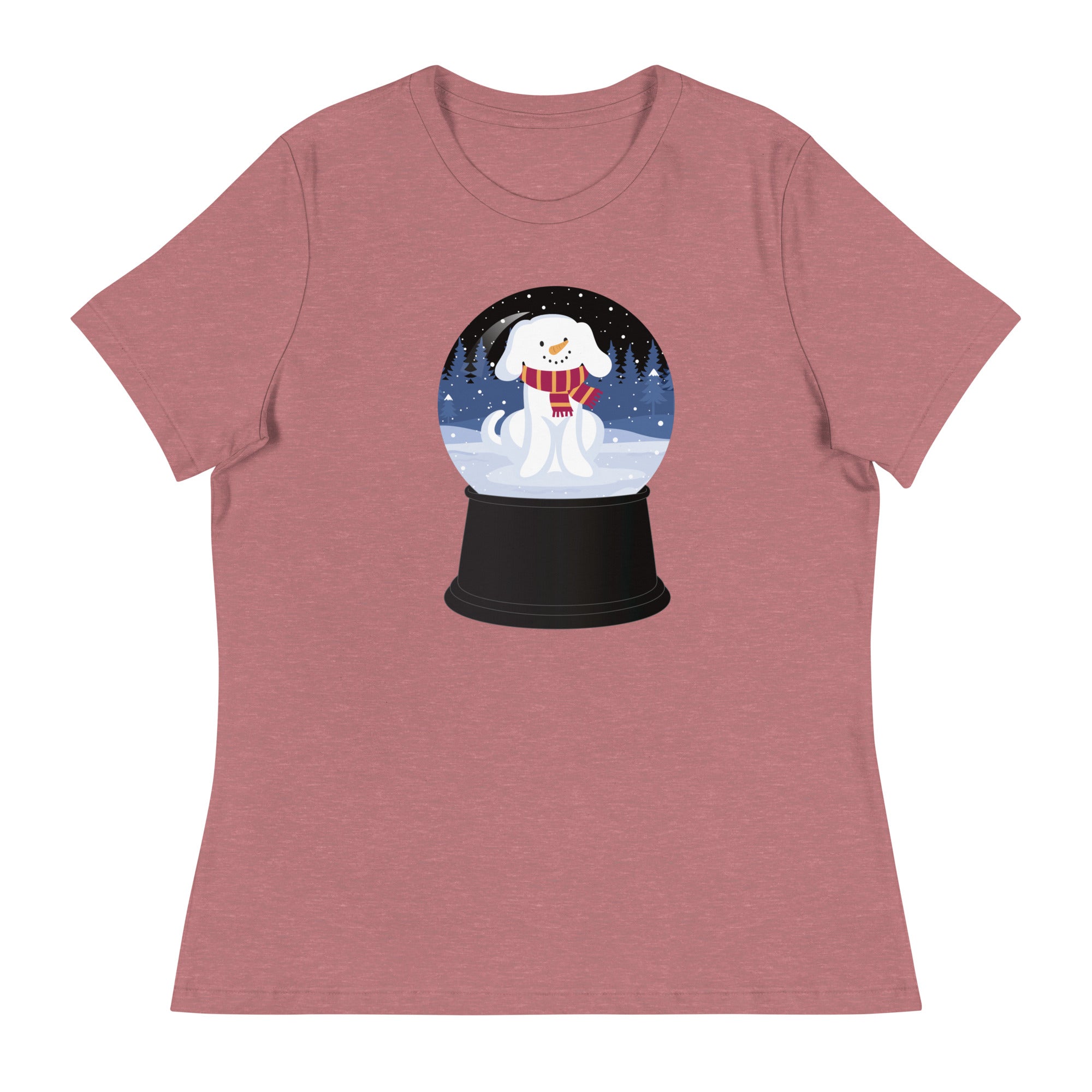 Snowman Puppy Snow Globe Women's Relaxed T-Shirt、mySite、camillekostekn