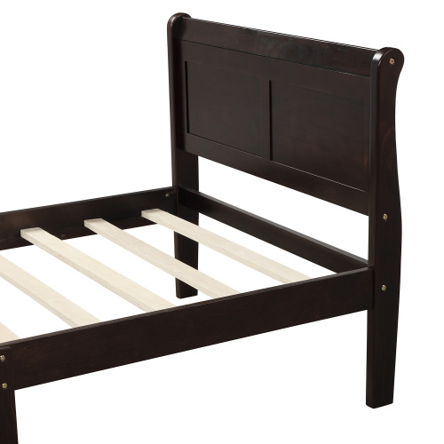 Wood Platform Bed Twin Bed Frame Mattress Foundation Sleigh Bed with Headboard/Footboard/Wood Slat Support、、casual