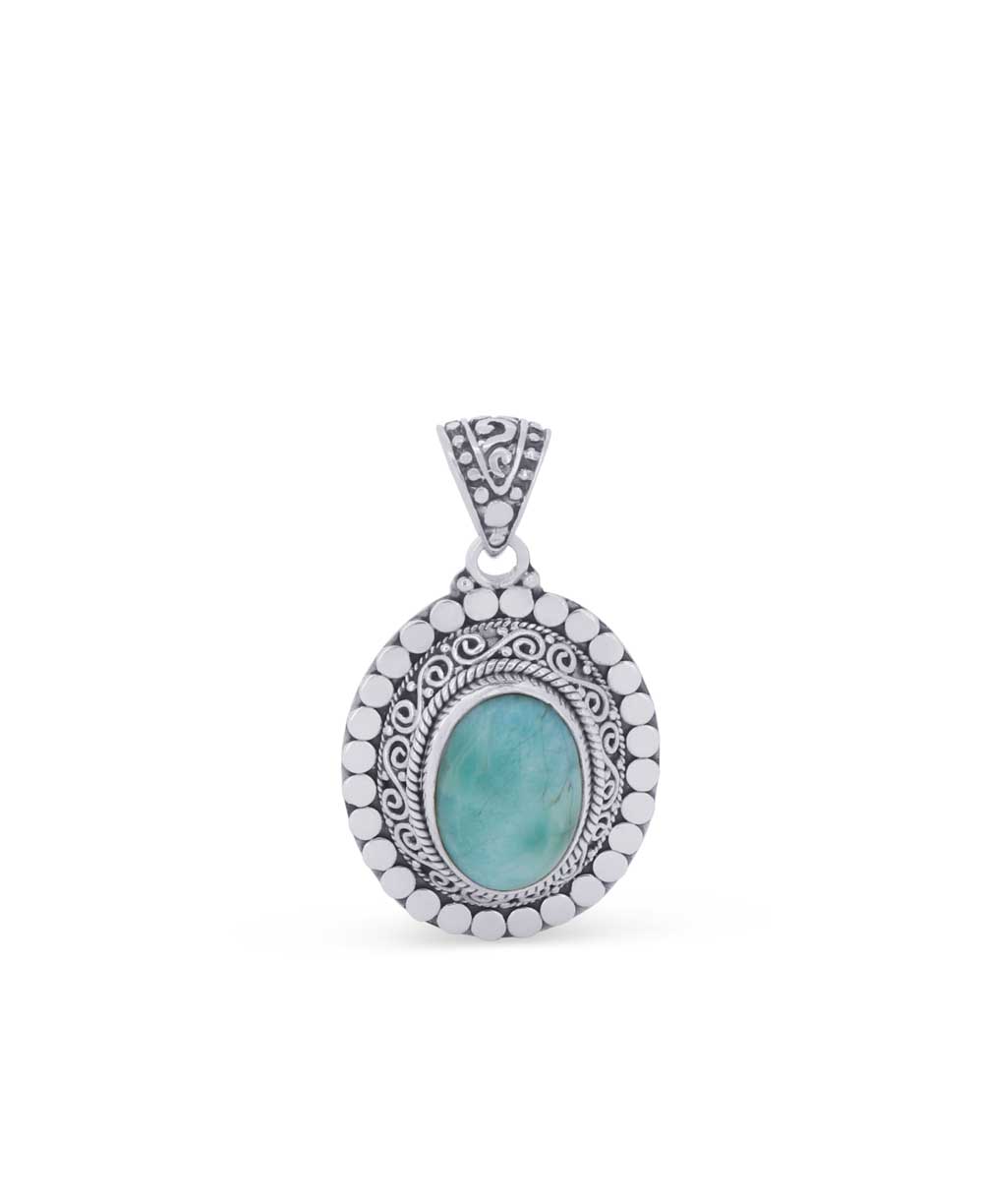 Sterling Silver Oval Larimar Pendant、mySite、topwebapps
