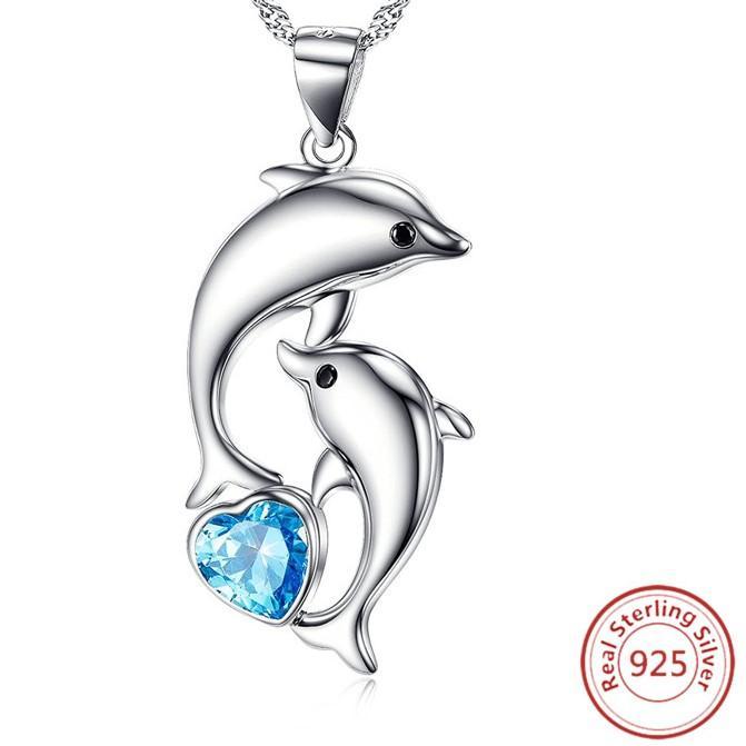 Dolphin Necklaces (4 Styles) in 925 Silver with Blue Cubic Zirconia、mySite、g9winljtr