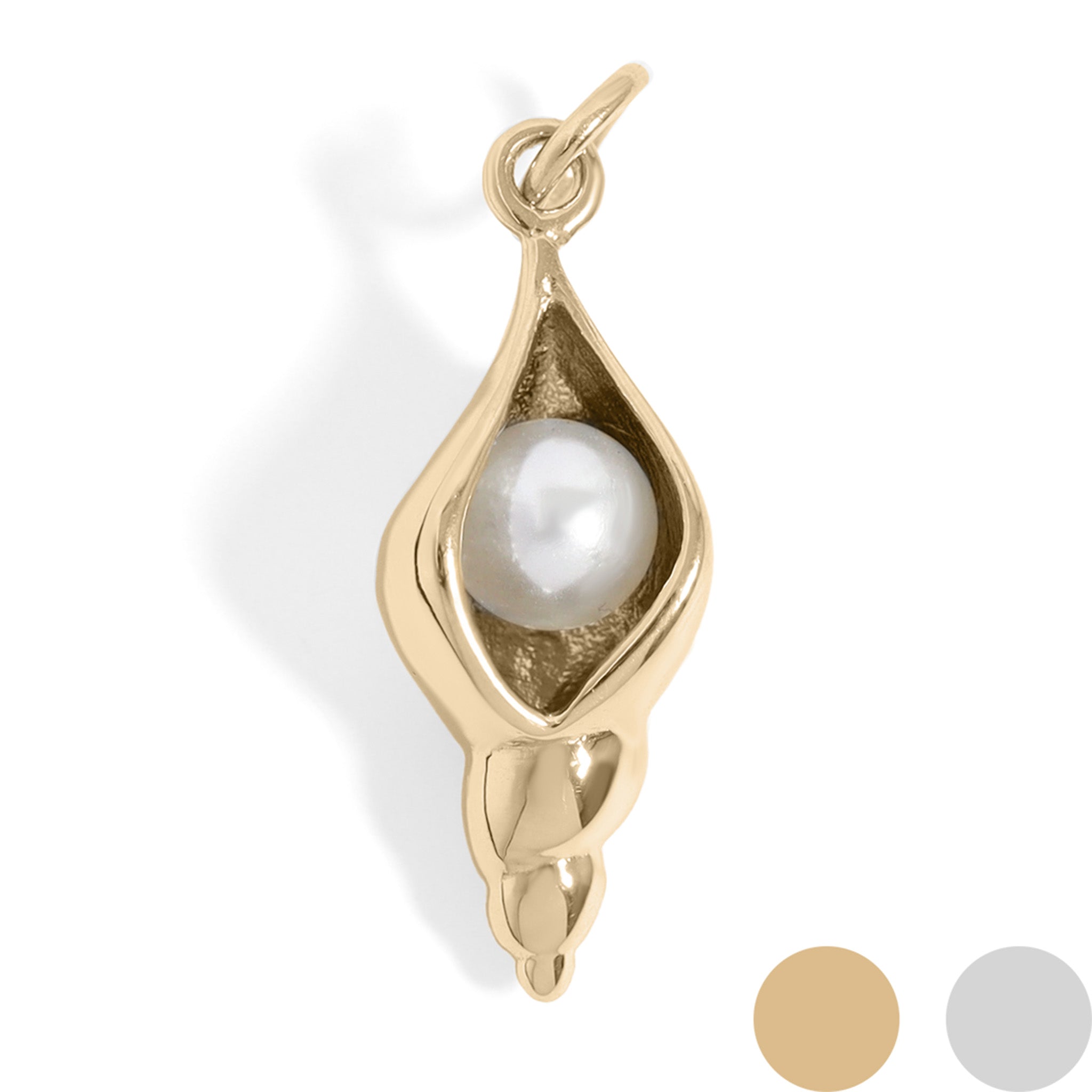 18K Gold PVD Stainless Steel Conch Shell with Pearl Charm / PDL0193、mySite、dreamappss