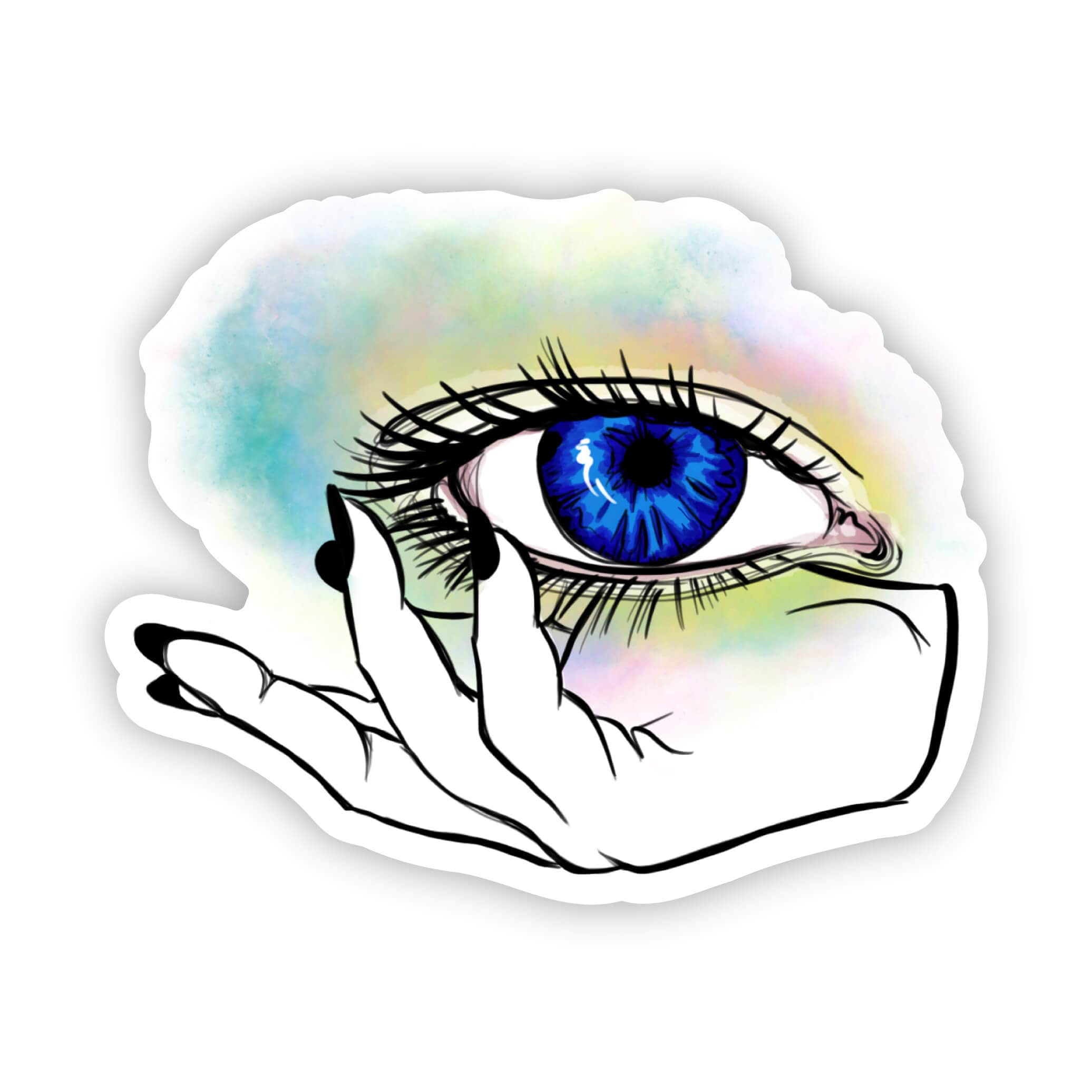  Blue Evil Eye & Hand Mystical Sticker、mySite、elrpsem3k
