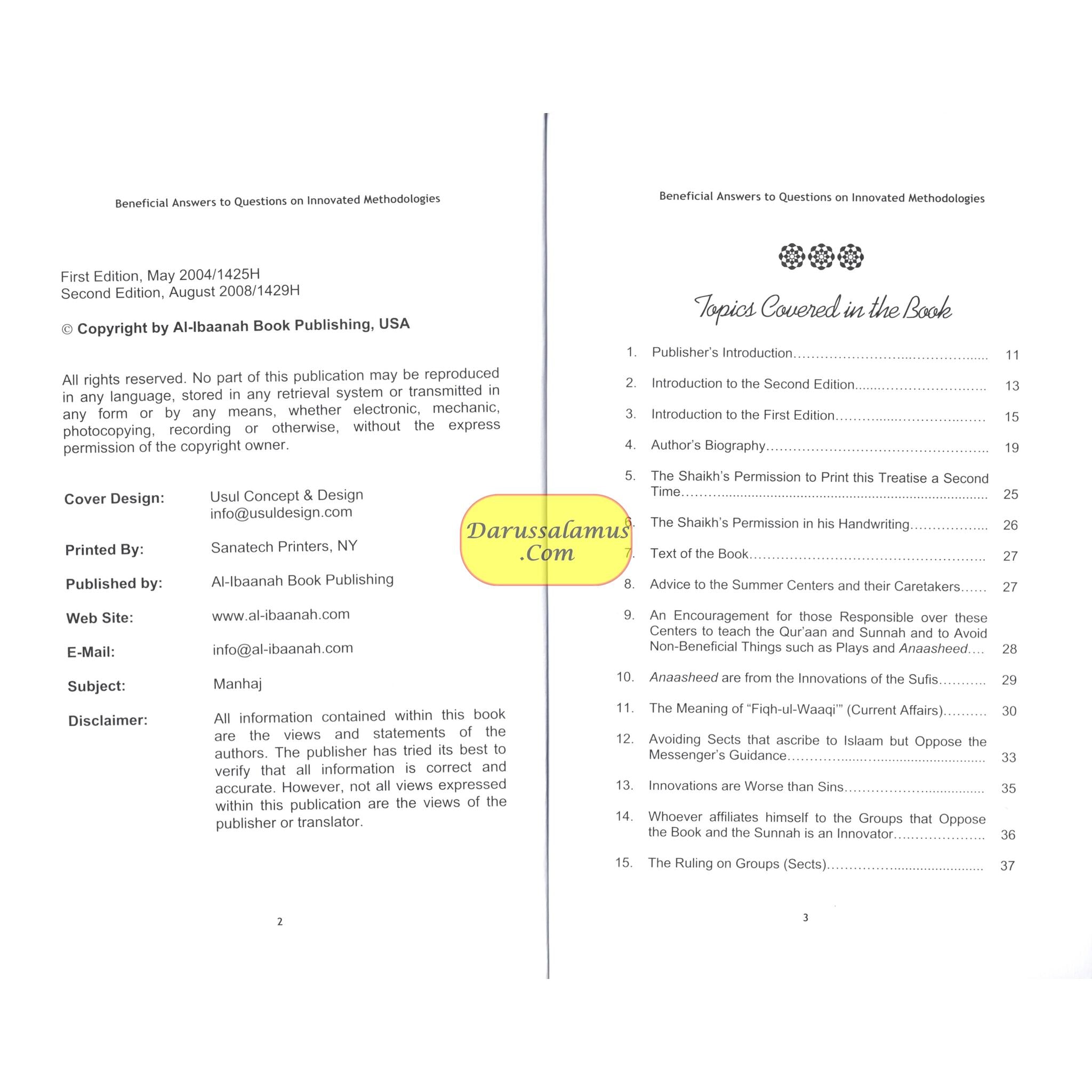 Beneficial Answers to Questions on Innovated Methodologies By Shailkh Saalih bin Fawzaan Al-Fawzaan、mySite、topwebapps