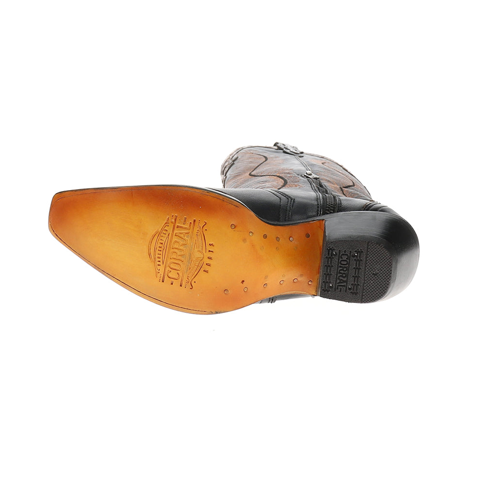 Honey Feather Crackled Embroidered Tooled Inlay Studded Snip Toe Cowboy Boots、mySite、gtrtttuynbv