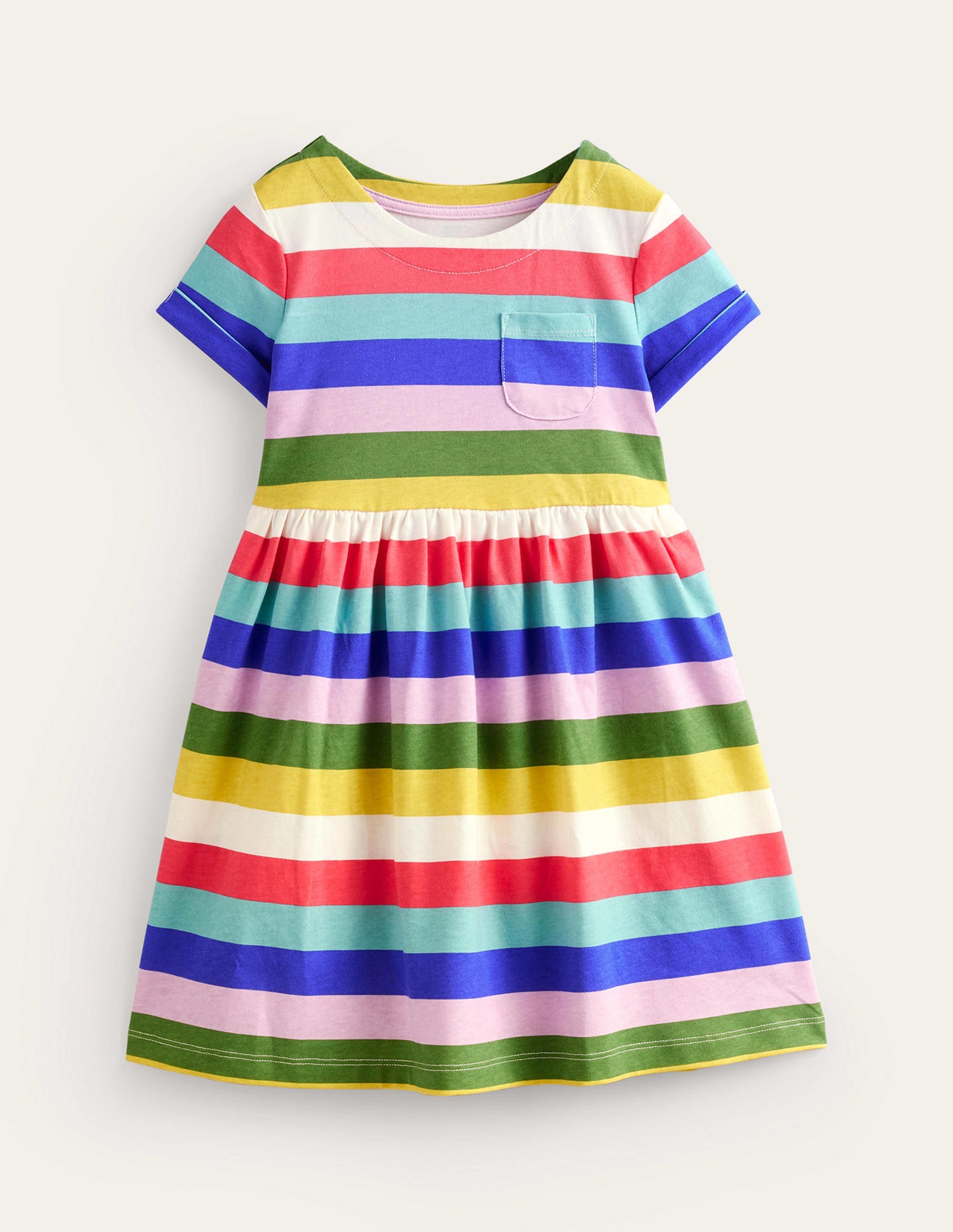  Short-sleeved Fun Jersey Dress-Multi Rainbow Stripe、mySite、ashleygrahame