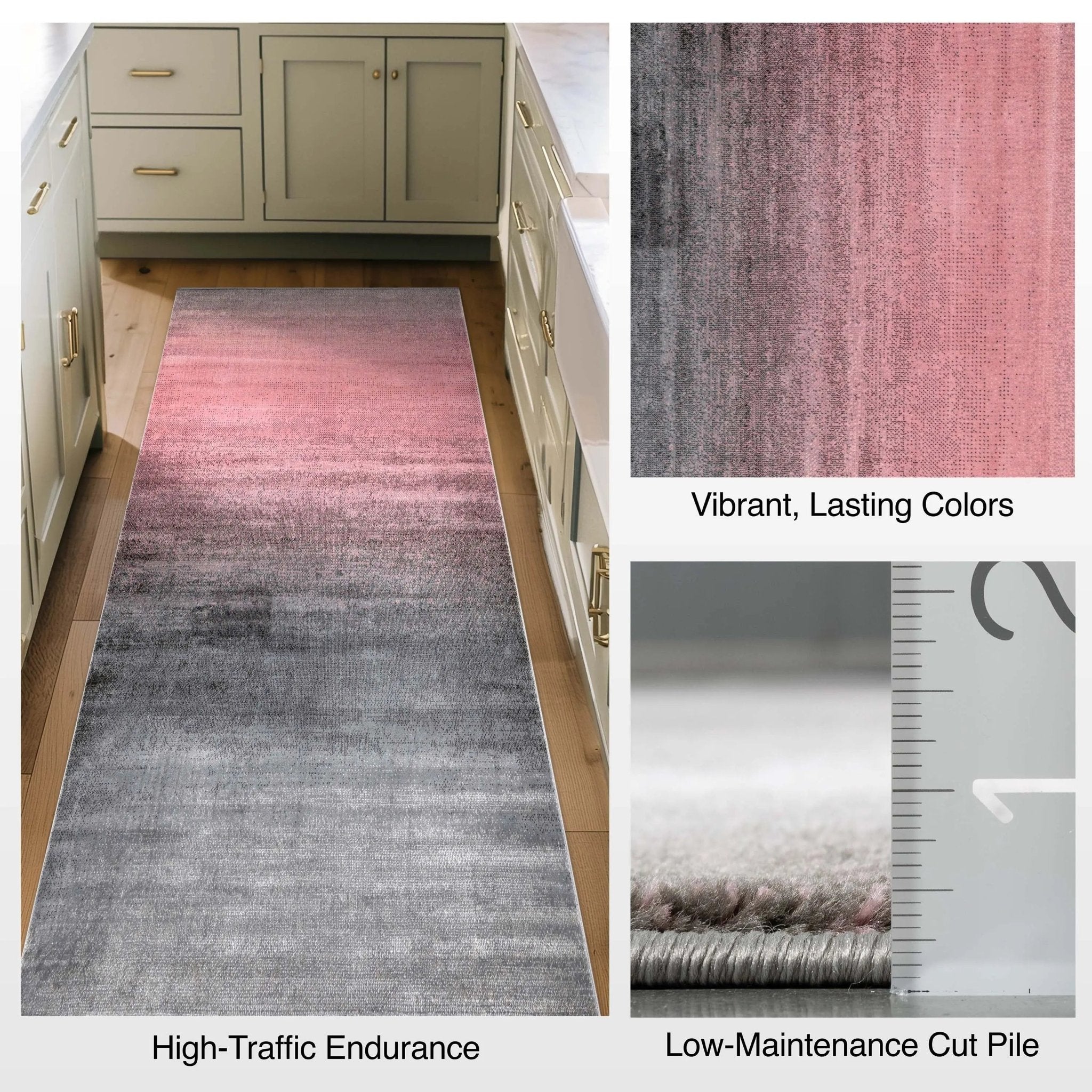 Custom Size Runner Emine Abstract Ombre Modern Blush 27 Inch Wide x Choose Your Length Hallway Runner Rug、mySite、gigharbornorthrealestate
