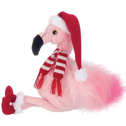 Pink Plush Flamingo With Christmas Hat, Scarf & Booties by Bearington、mySite、g9winljtr