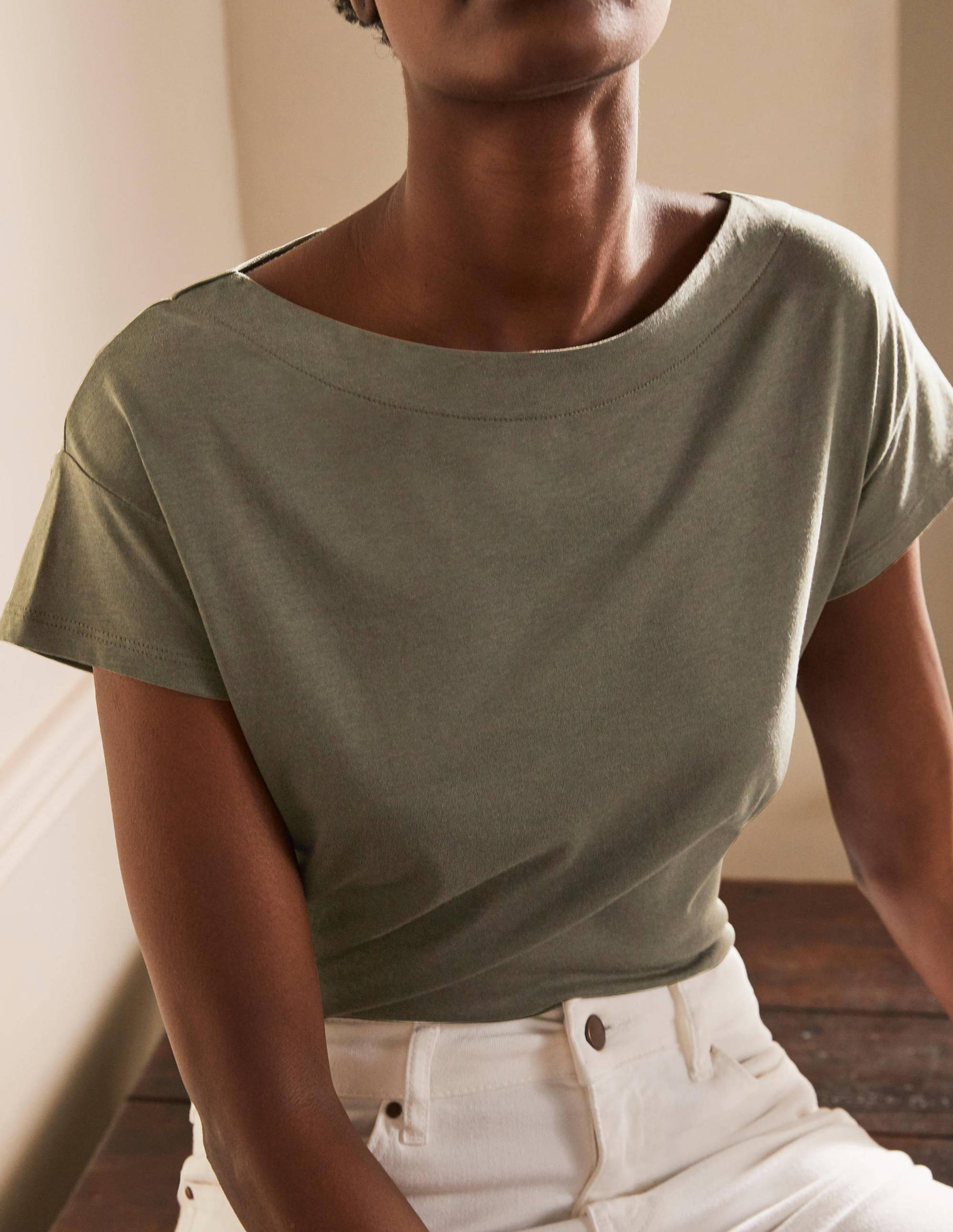  Supersoft Boat Neck T-Shirt-Classic Khaki、mySite、ashleygrahame