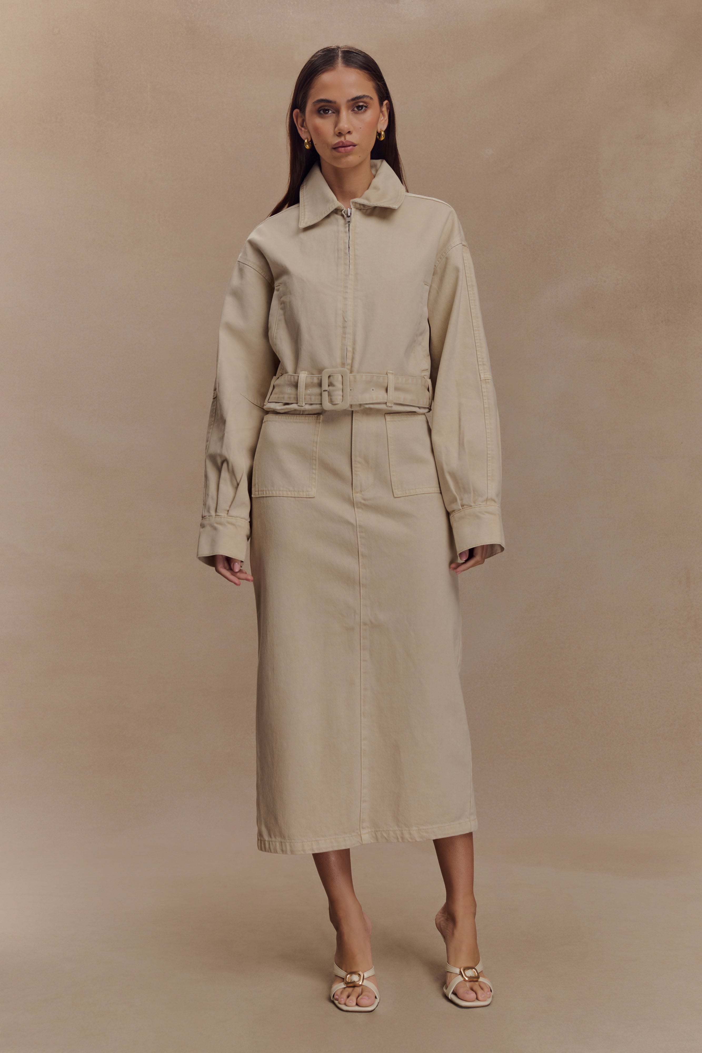 Fallon Denim Midi Skirt - Stone Wash、mySite、solidvoid