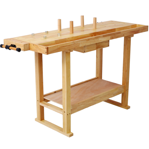55-Inch Wood Workbench - Wooden Workbench for Garage Workshop and Home、、eastwooduniform