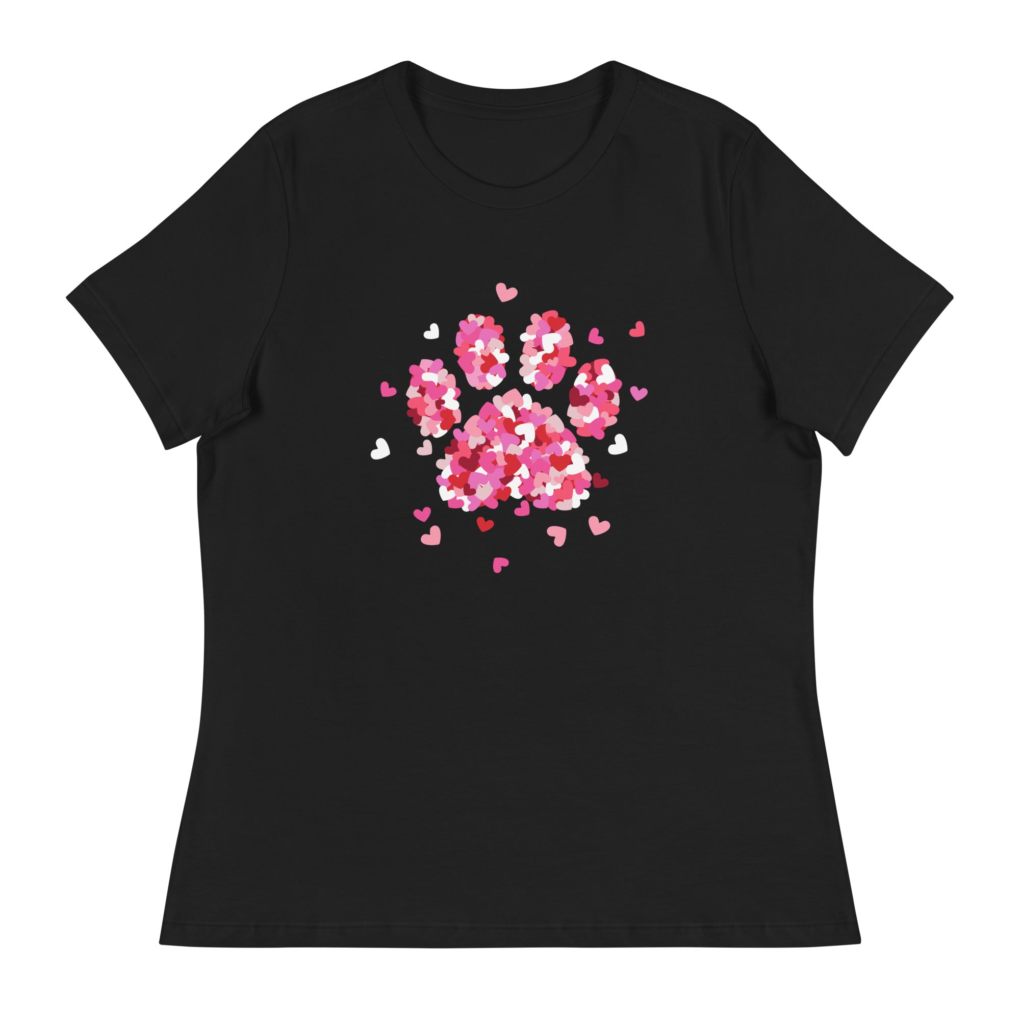 Pink Paw Print of Hearts Women's Relaxed T-Shirt、mySite、camillekostekn