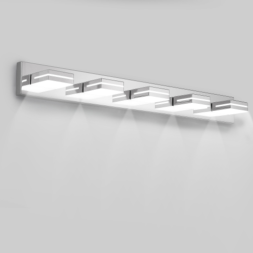 Modern Chrome LED Vanity Light, 5-Lights Wall Sconce for Bathroom and Mirror, Sleek Minimalist Design, Energy-Efficient, Easy to Install、、eastwooduniform