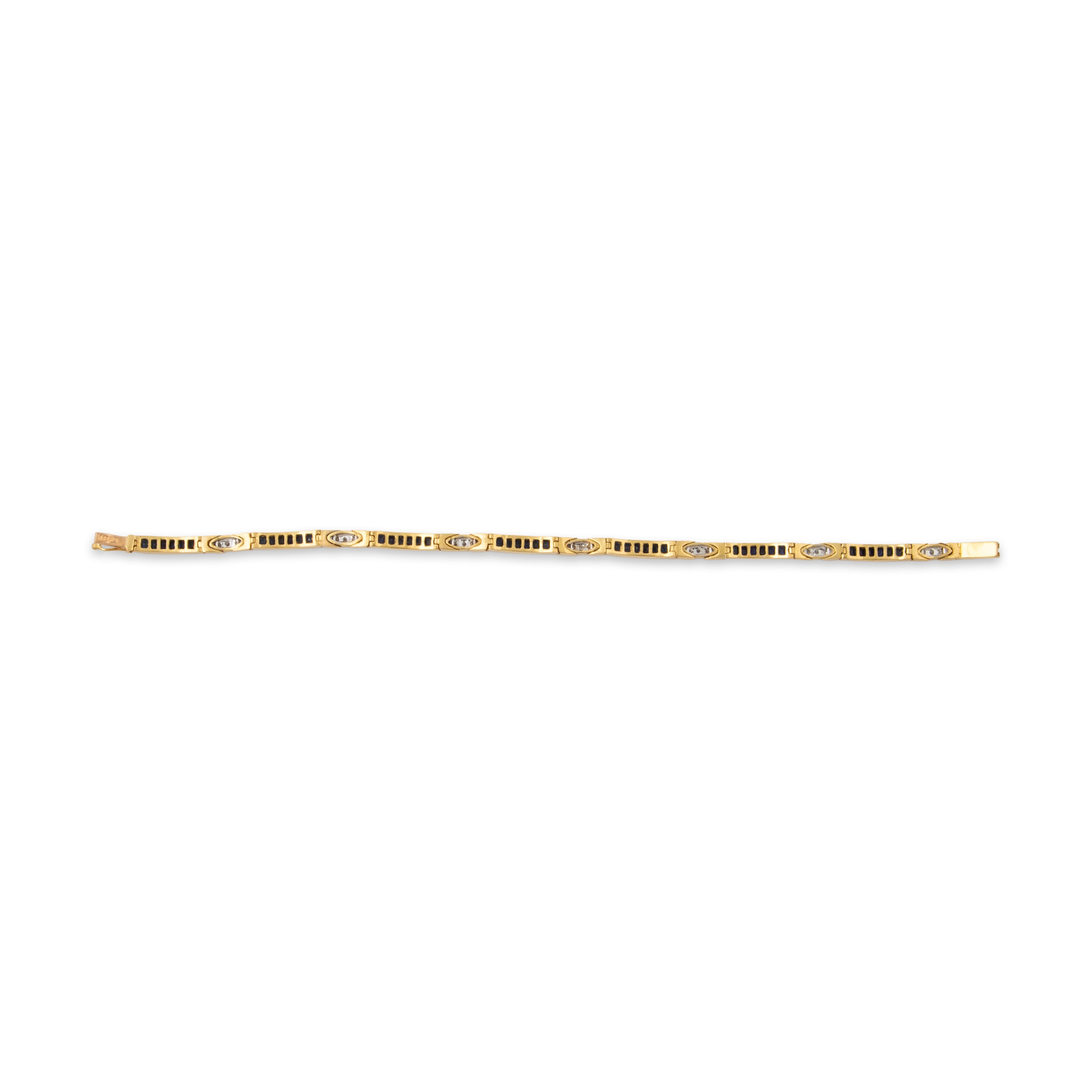 Vintage 18k Yellow Gold 3.36cttw Sapphire Diamond Tennis / Line Bracelet 6.75、mySite、hinf8tx79