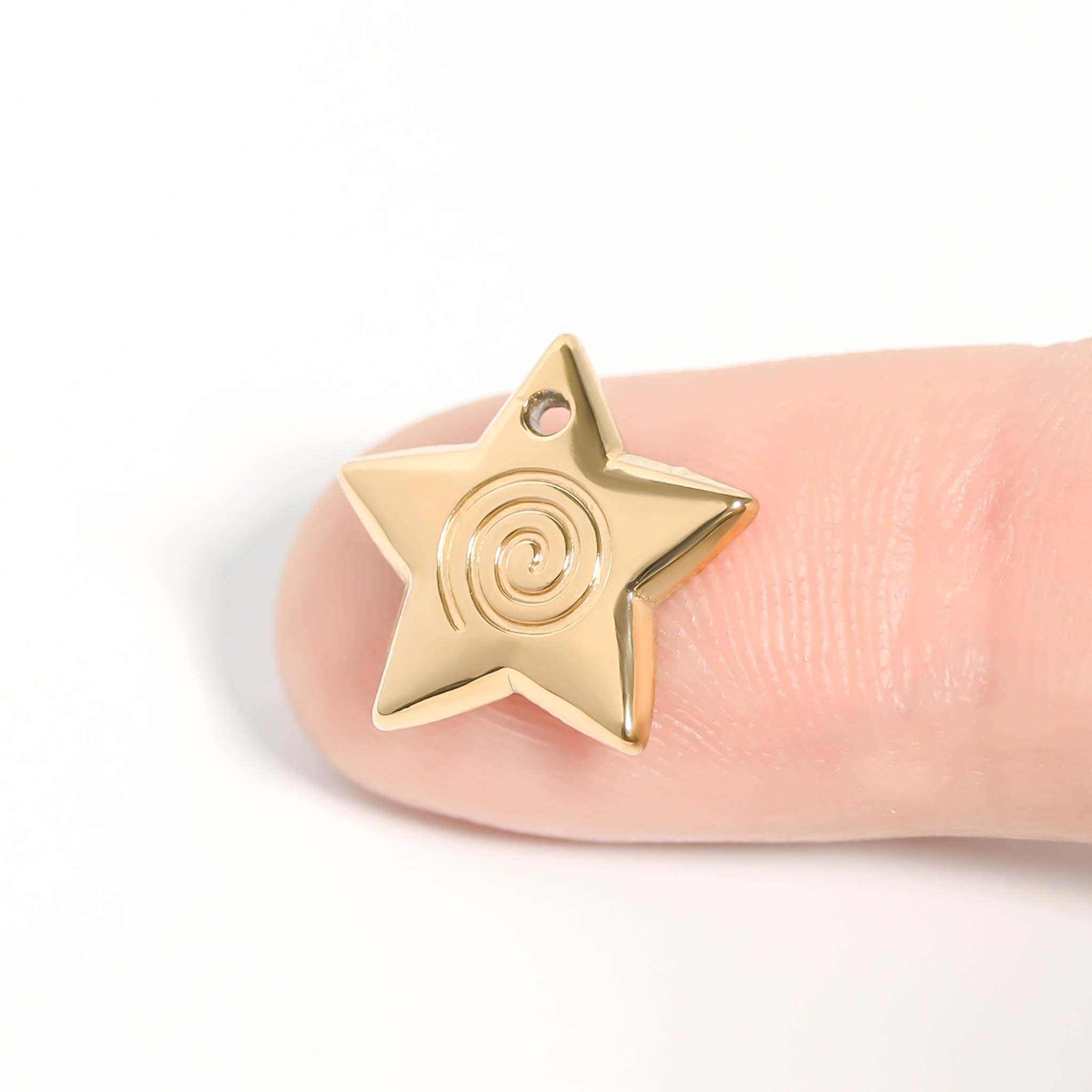 18K Gold PVD Stainless Steel Puffy Star Charm / PDL0056、mySite、dreamappss