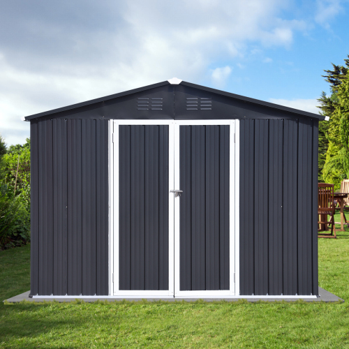Metal garden sheds 12ft×10ft outdoor storage sheds Dark-grey、、eastwooduniform
