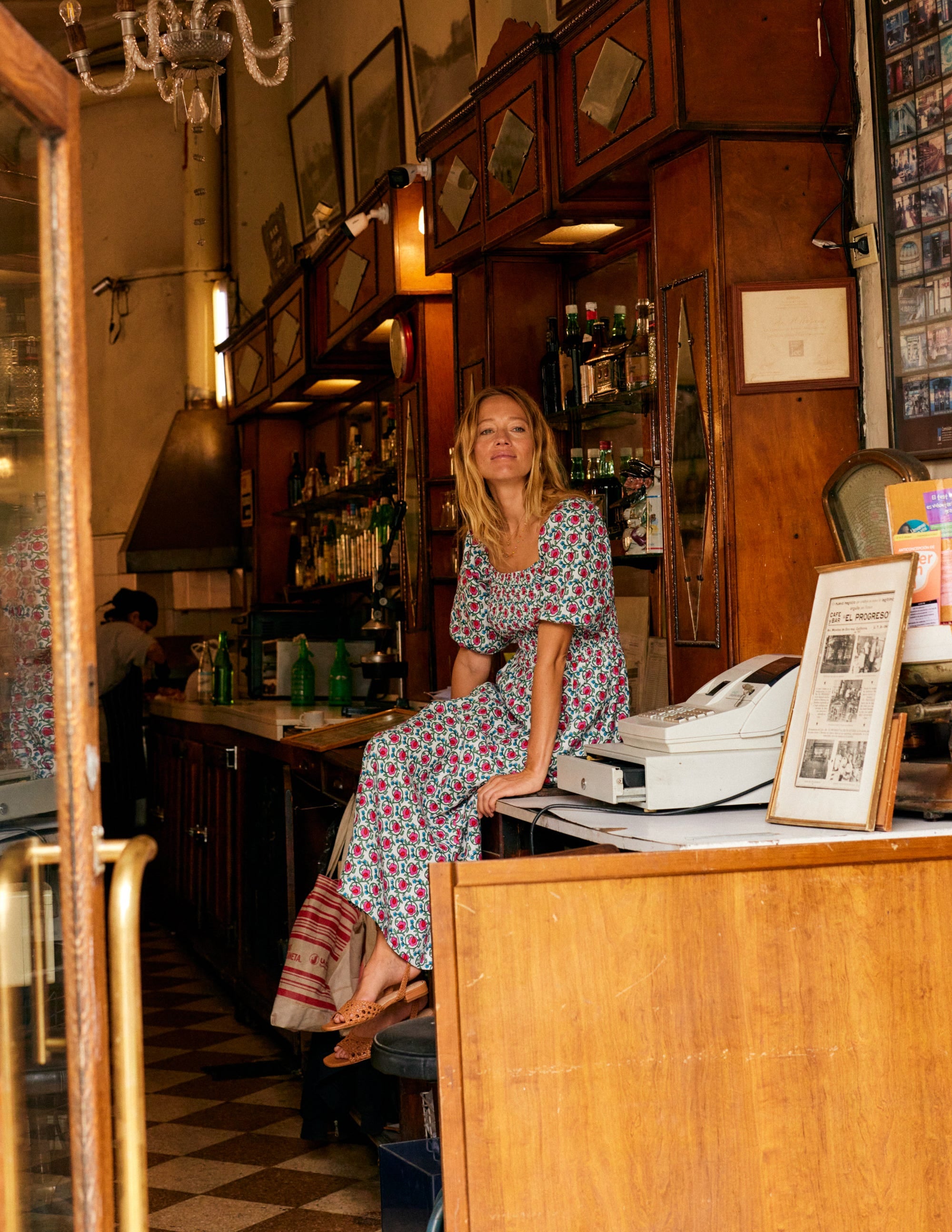  Sky Smocked Linen Midi Dress-Pop Pansy, Foliage Terrace、mySite、ashleygrahame