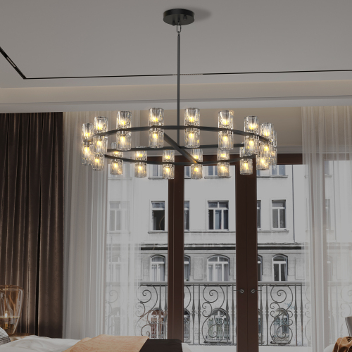 (L005030-D36-P36B/W1340P310778)36 Inches Luxury Chandeliers Crystal Living Room Decorative Lights Simple Modern Dining Room LED Lighting,for Home Decor (Bulbs Included)、、eastwooduniform