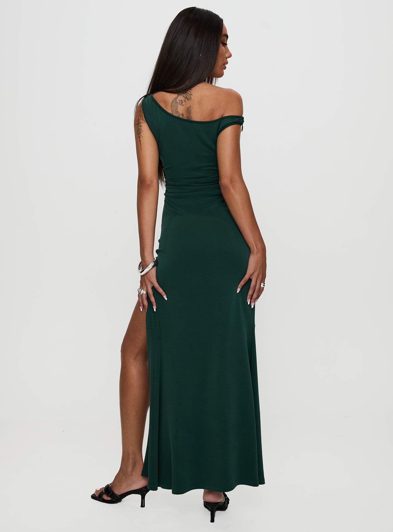 Rios One Shoulder Maxi Dress Green、mySite、solidvoid