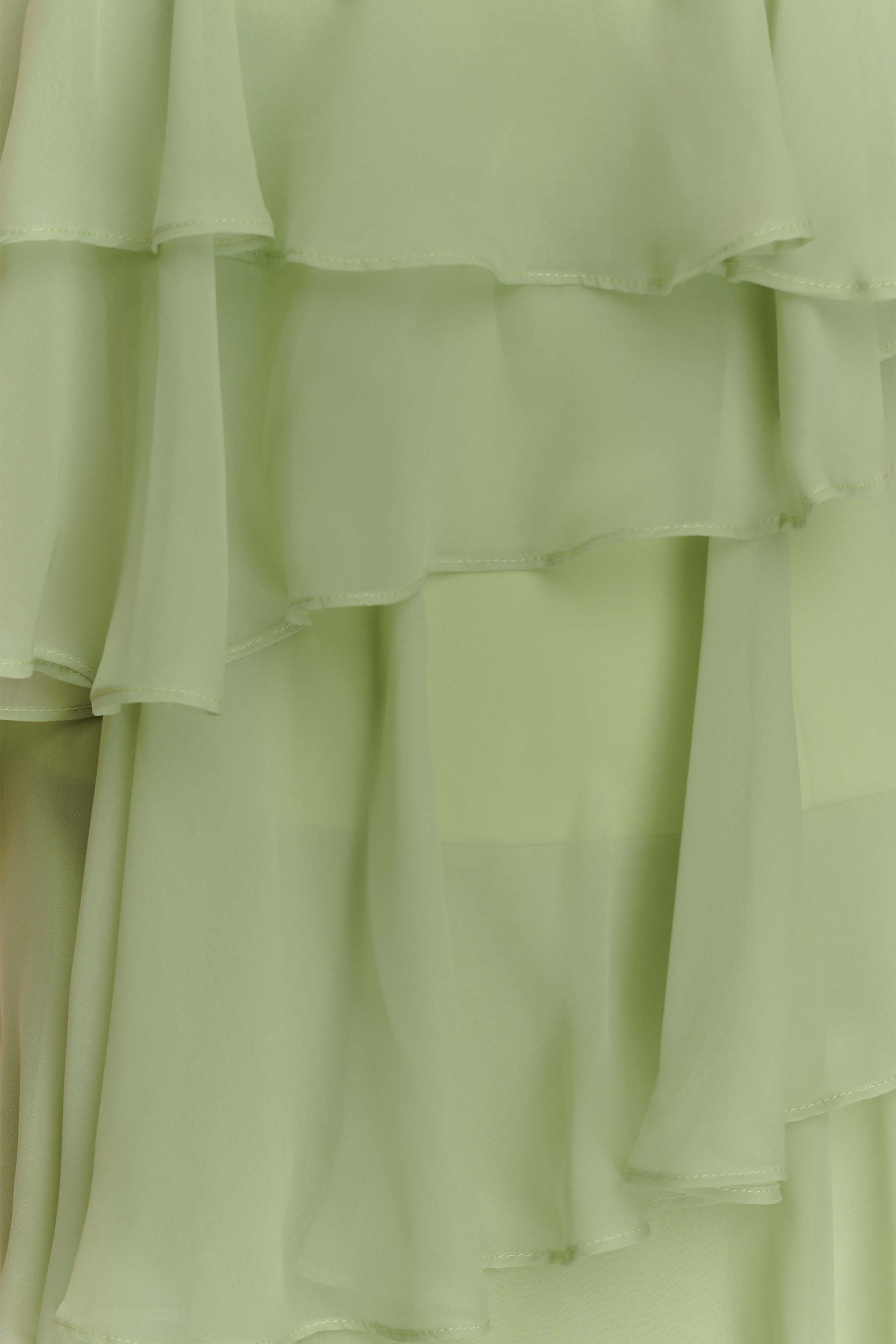 Alexa Ruffle Chiffon Maxi Dress - Pastel Lime、mySite、solidvoid