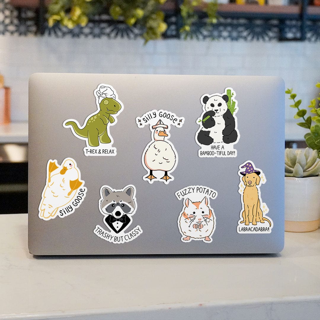  Silly Goose Animal Pun Sticker 7 Pack、mySite、elrpsem3k