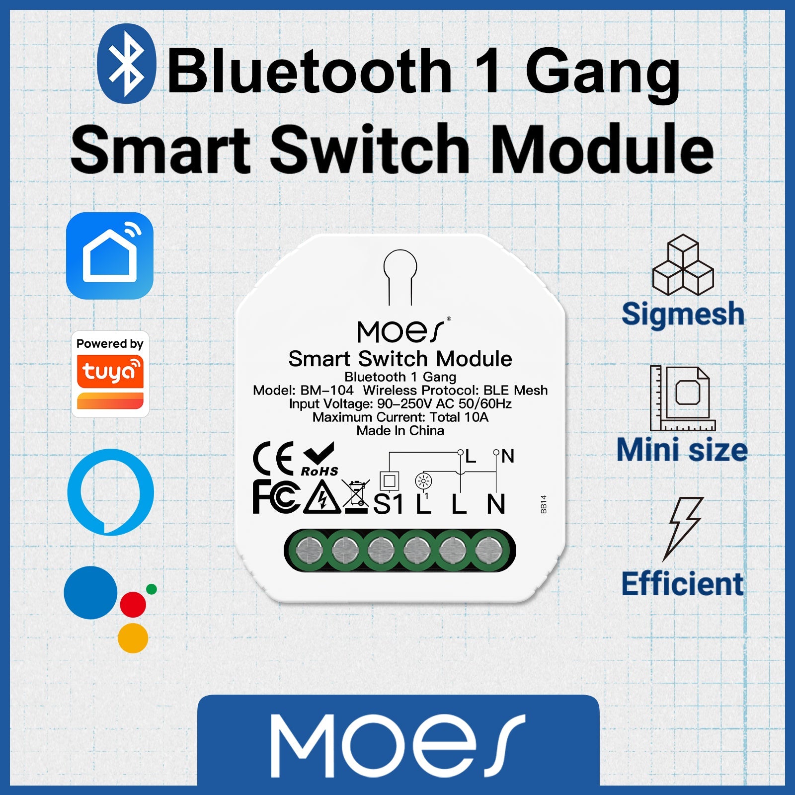 Bluetooth Smart Mini Switch Module DIY Light BLE SIGMESH 1 2 Gang Circuit Breaker、mySite、fannypackpong