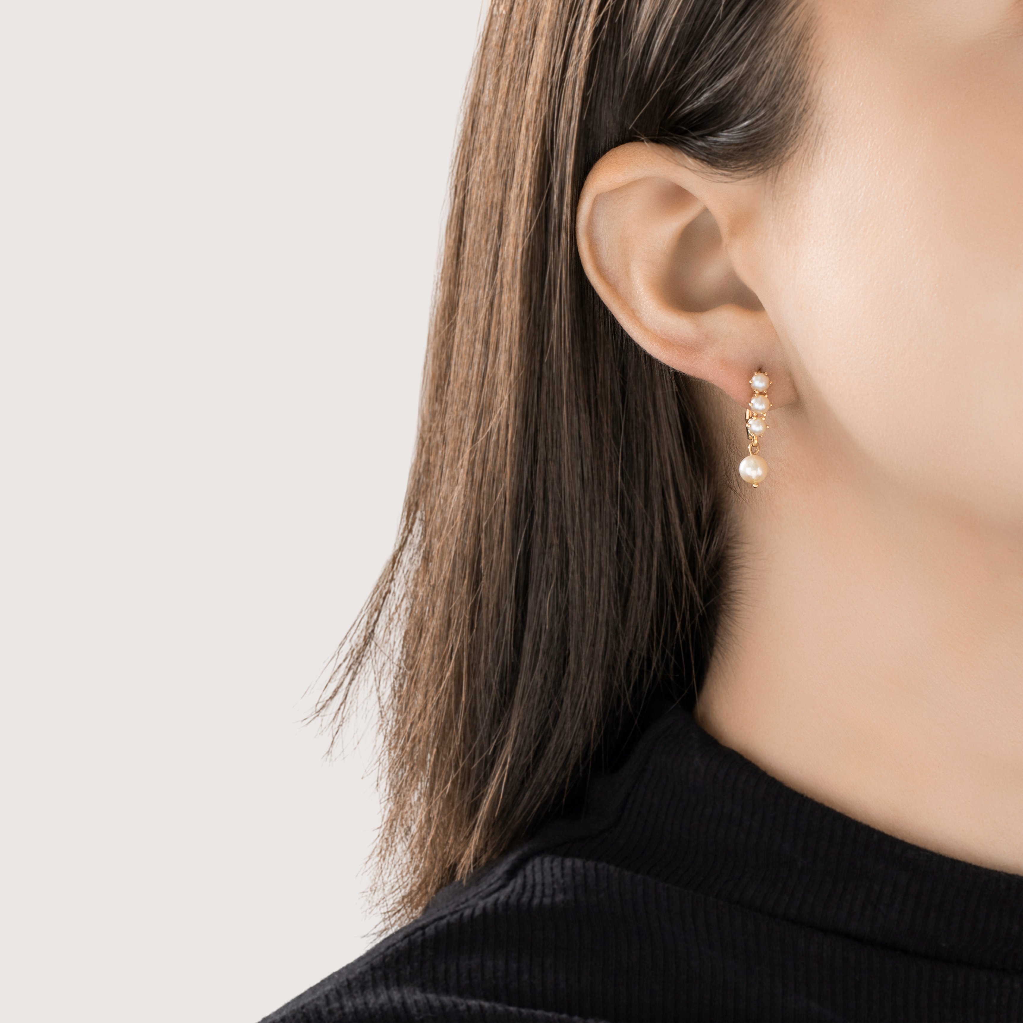 Vintage 14k Yellow Gold Pearl Lustrous Line Dangle Earrings、mySite、hinf8tx79