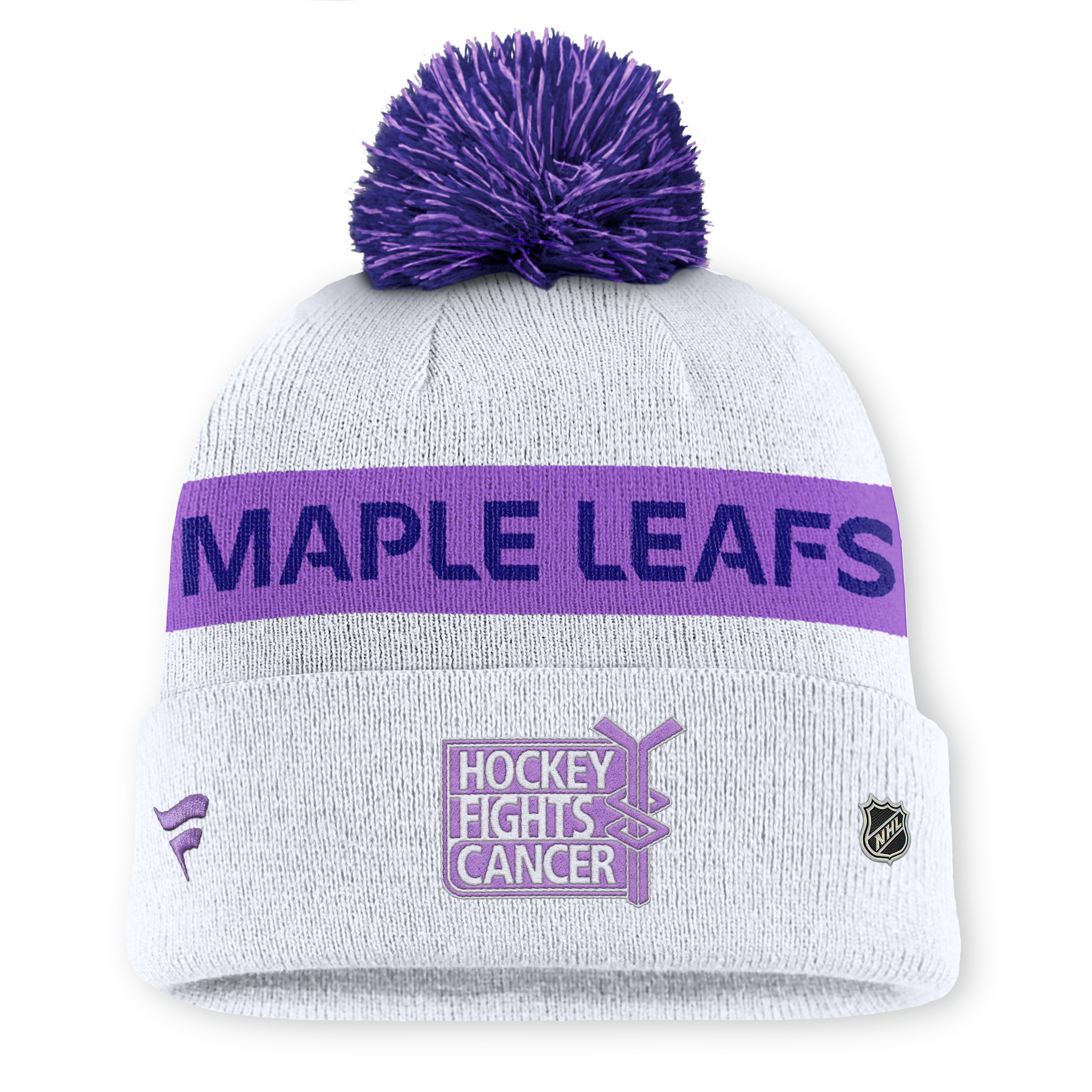 2024 Hockey Fights Cancer Cuffed Knit Pom Toque