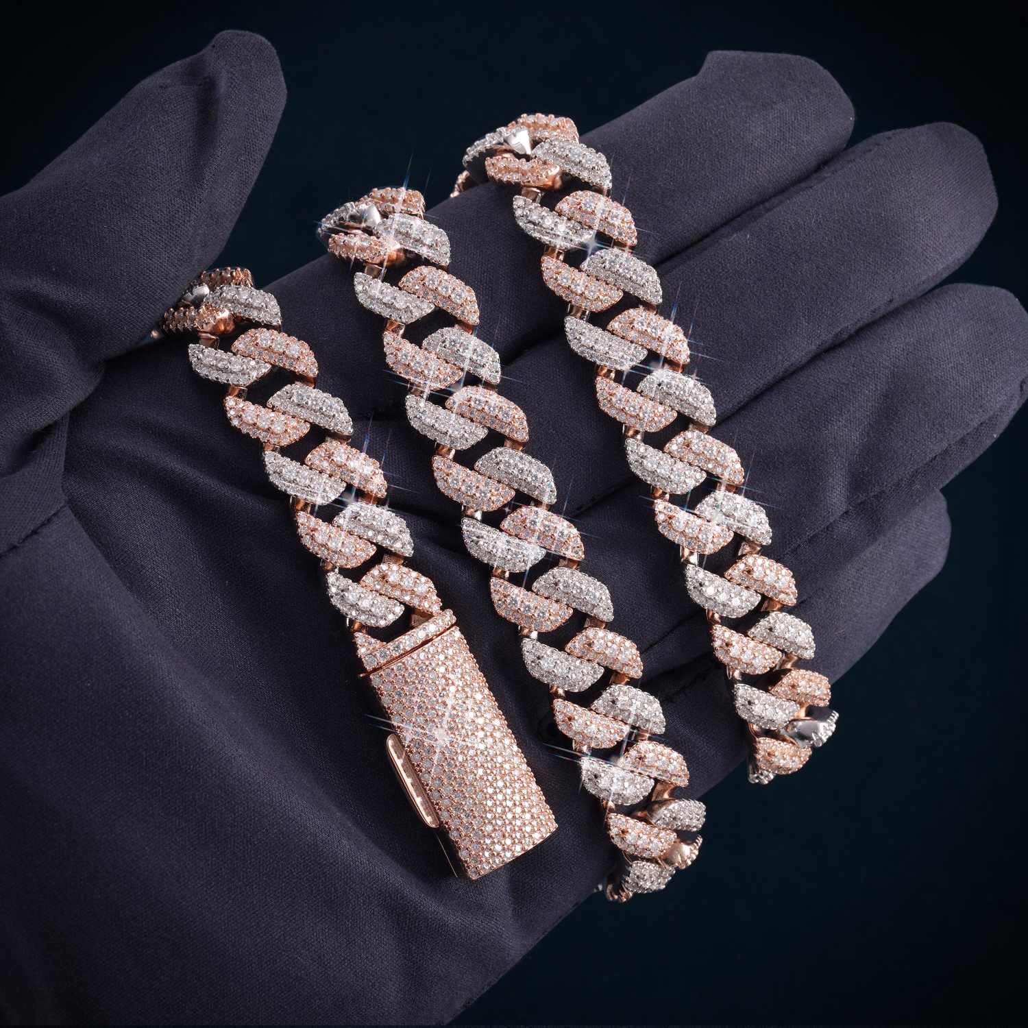 13MM Moissanite Two-Tone Miami Cuban Link Chain 14K Gold、mySite、hinf8tx79