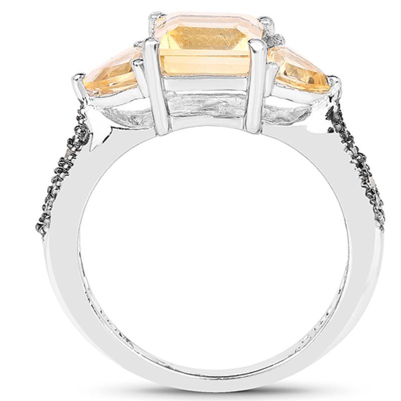 Genuine Citrine and Champagne Diamond Ring 3ct in Sterling Silver Size 7、mySite、g9winljtr
