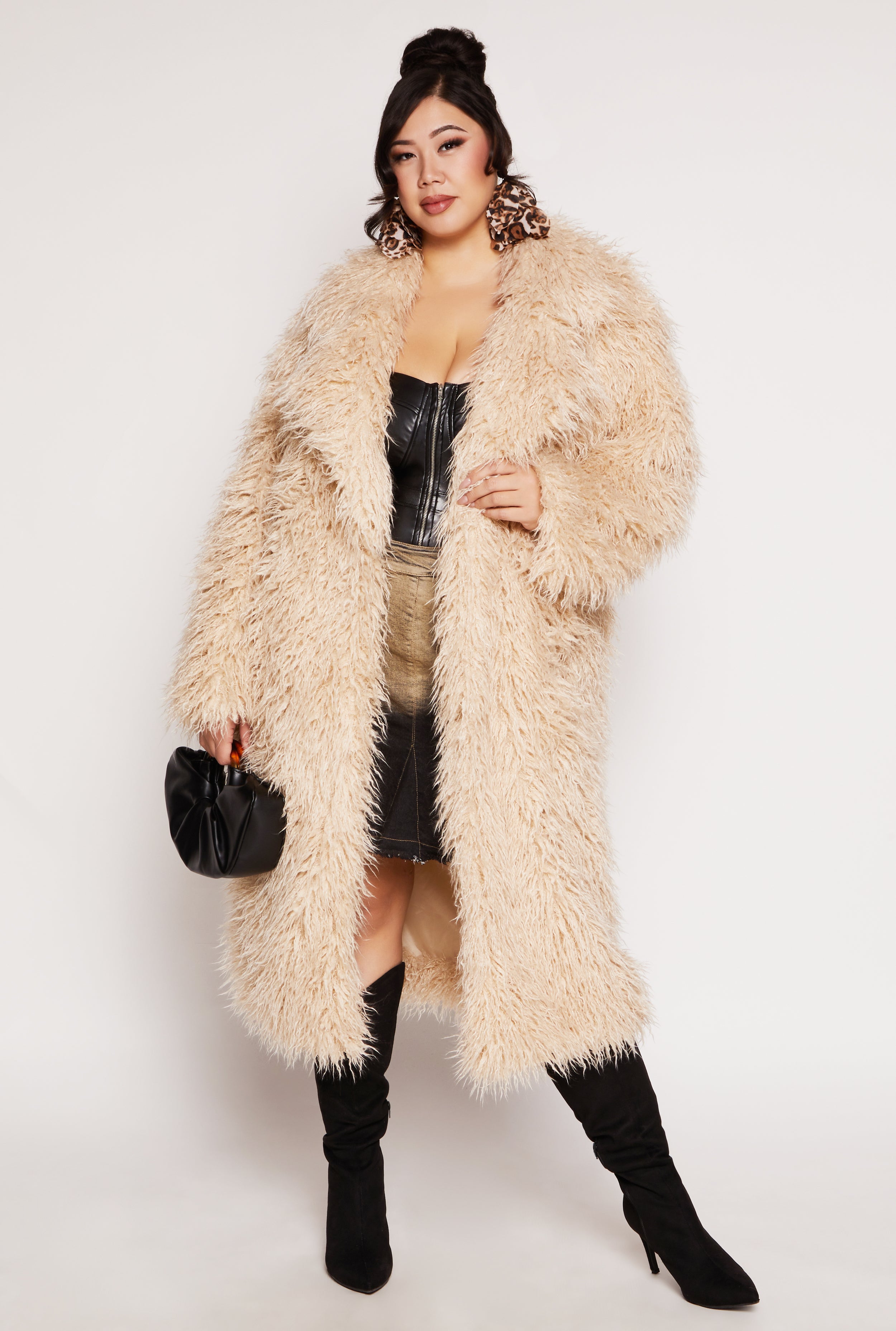Plus Size Shaggy Faux Fur Long Coat、mySite、camillekostekn