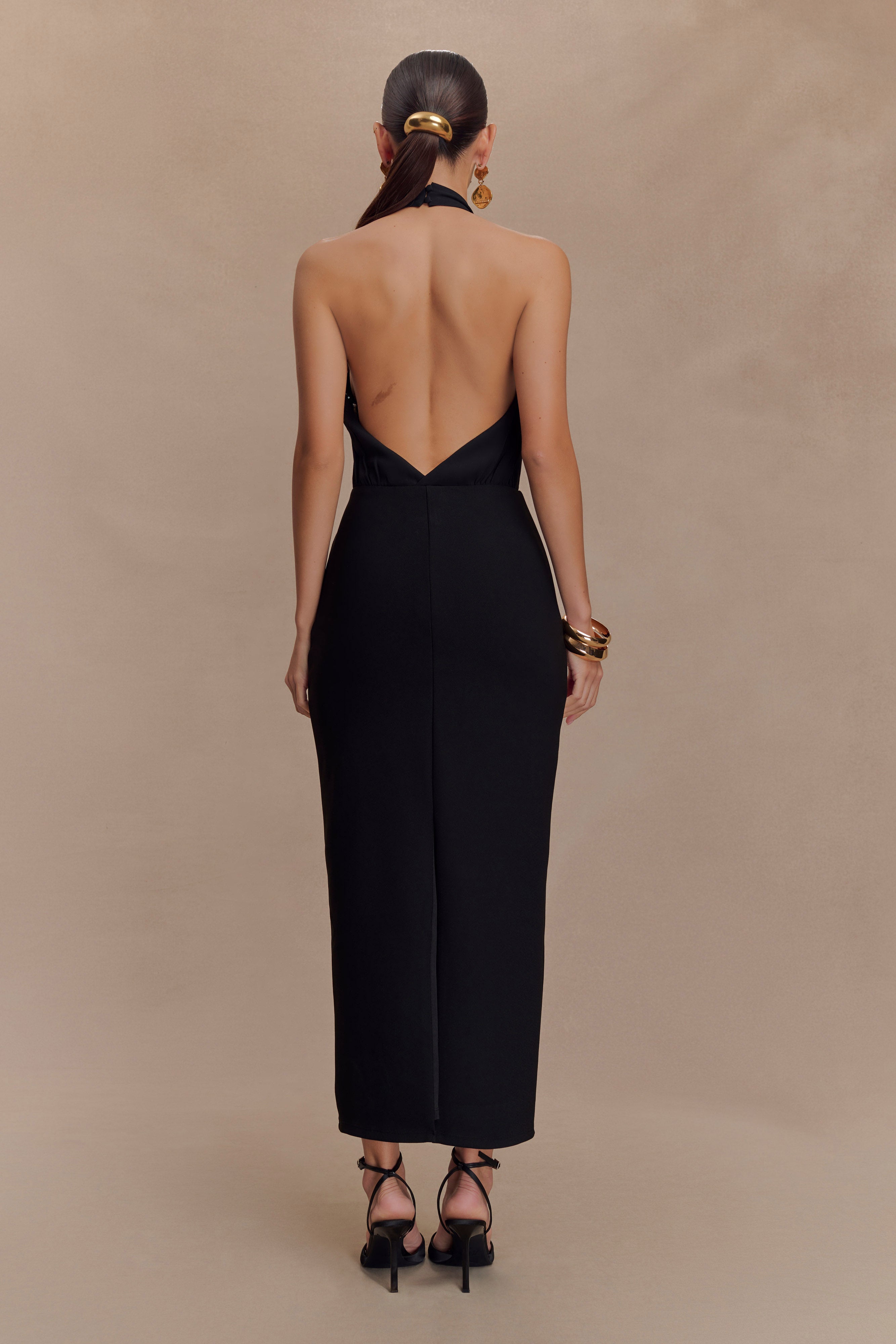 Mierah Halter Midi Dress - Black、mySite、solidvoid