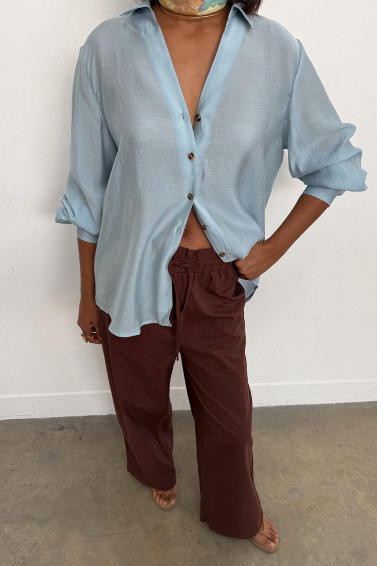 Brown Cotton Linen Demi Trouser、mySite、solidvoid