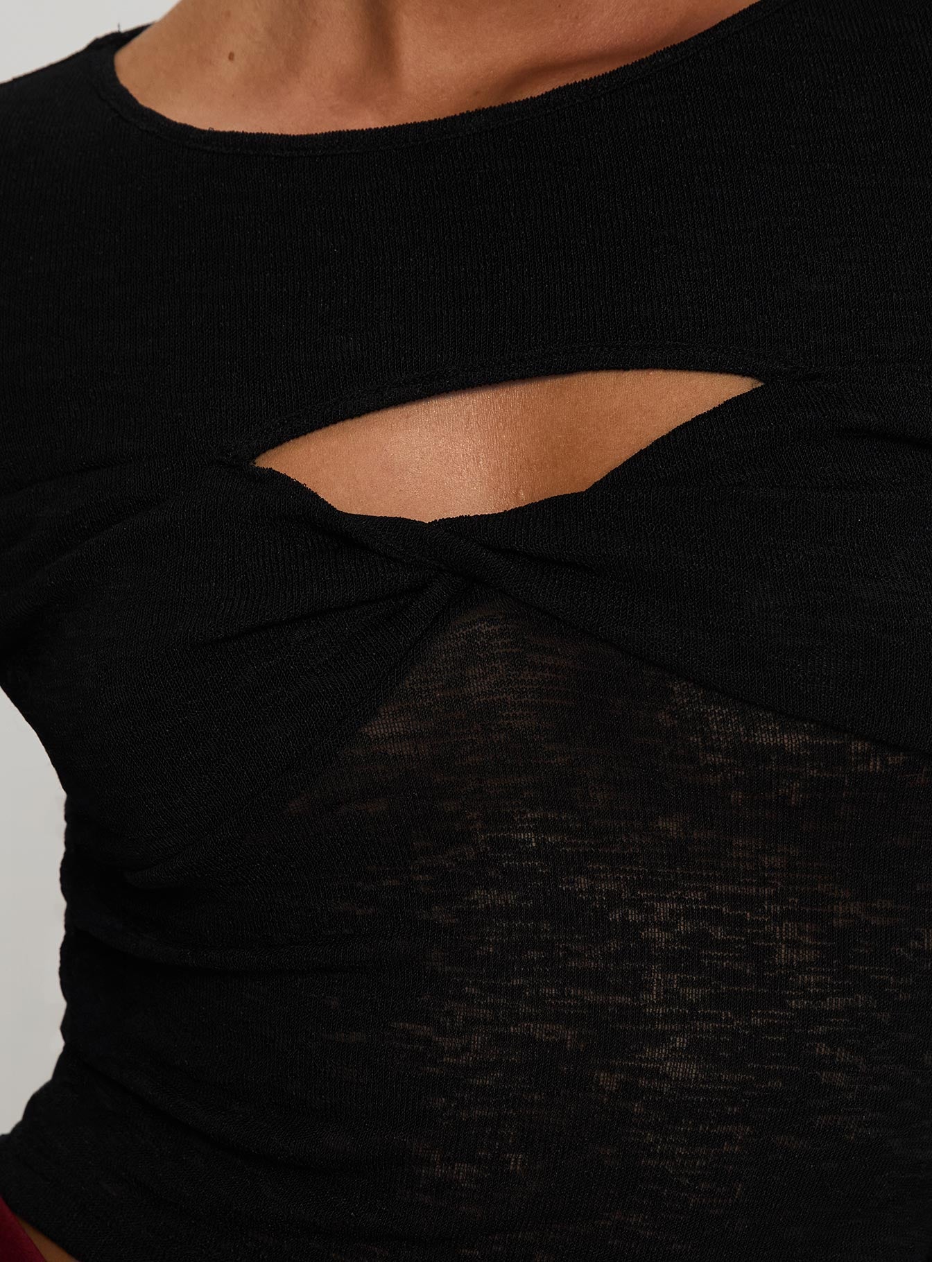 Sandrine Twist Long Sleeve Top Black、mySite、solidvoid