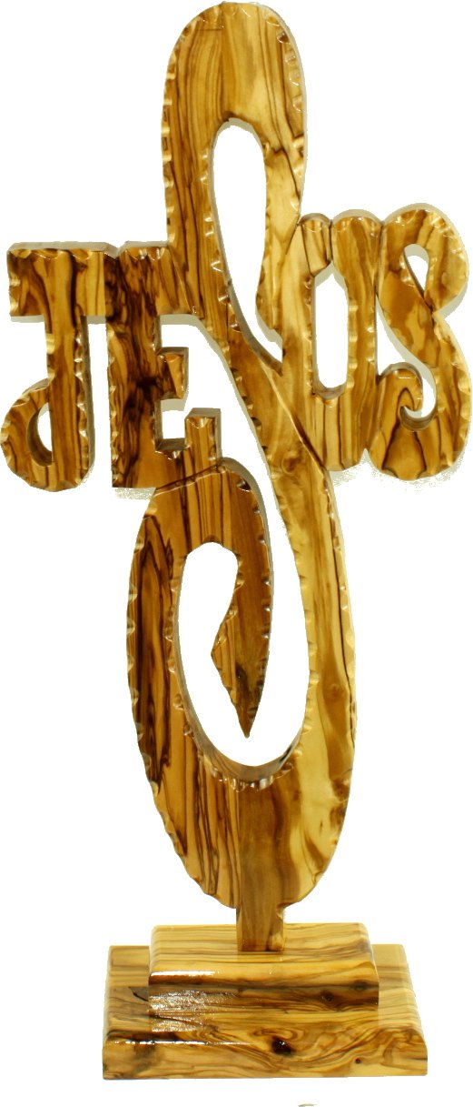 Table JESUS name Olive wood Cross - Extra Large - 2 pieces ( 45 - 50 cm or 18 to 20 inches in height、mySite、topwebapps