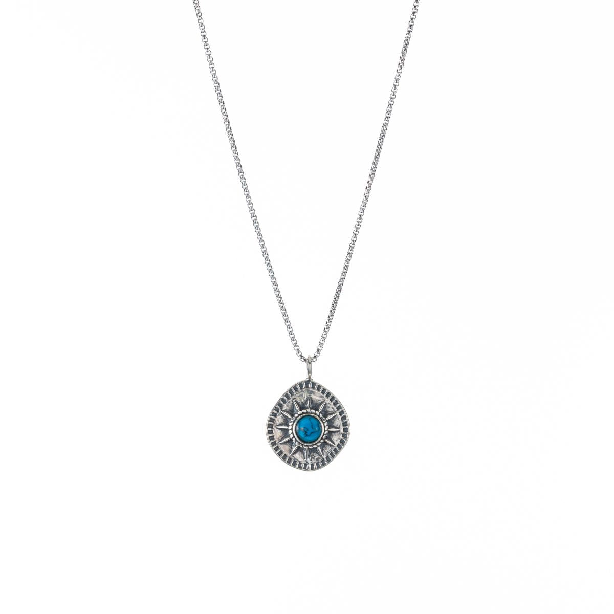 Sun Pendant Necklace with Turquoise Stone in Silver、mySite、topwebapps