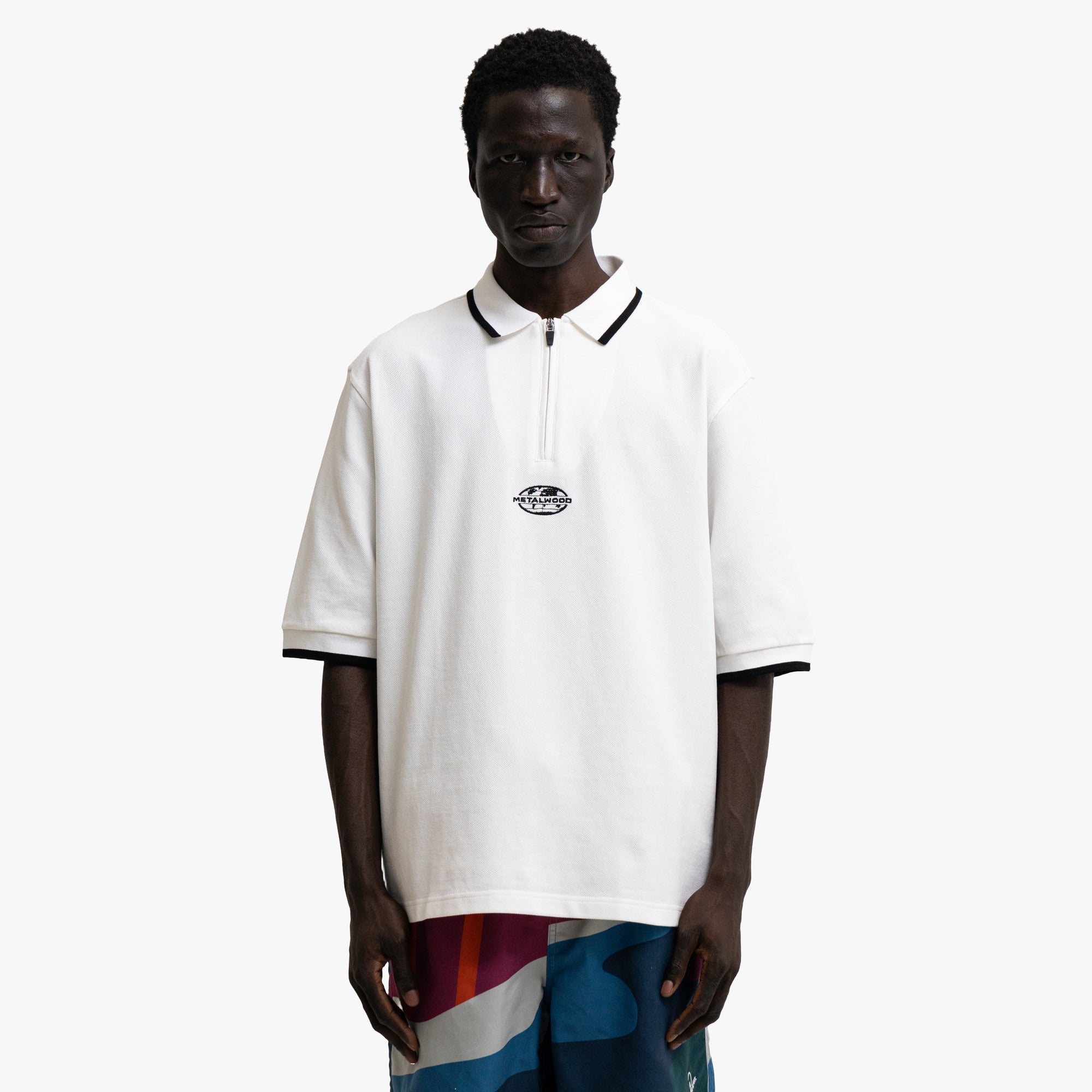  Metalwood World Class Zip Polo White、mySite、merchandisen