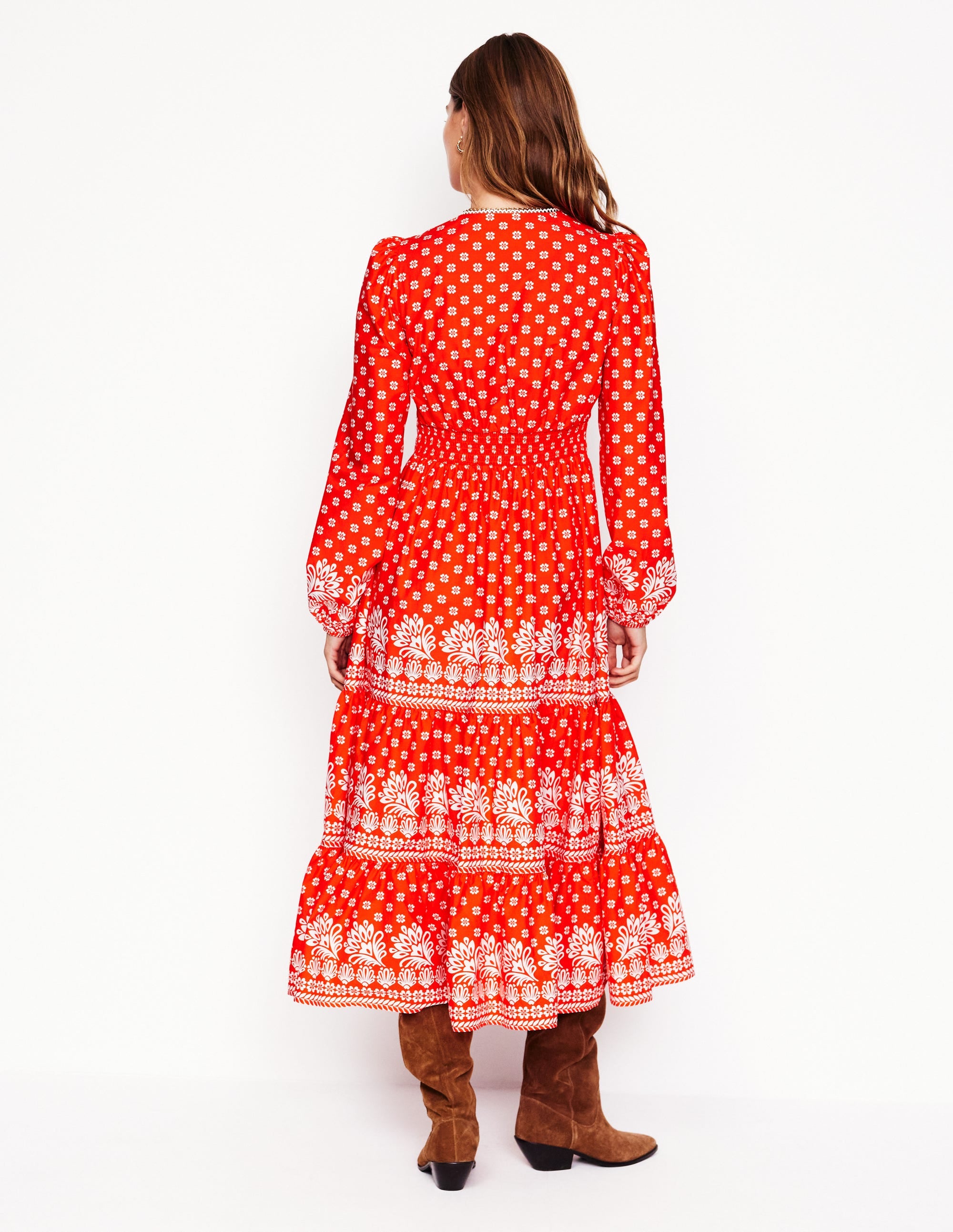  Violet Cotton Midi Dress-Firecracker Red, Palm Flora、mySite、ashleygrahame