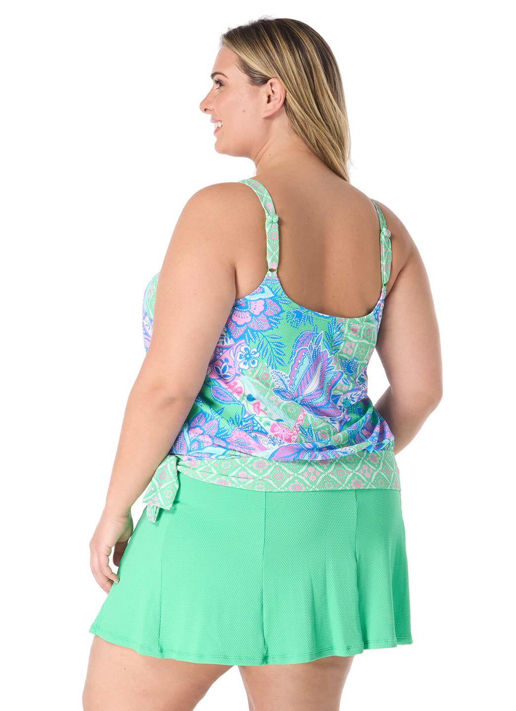 Beach House Women's Plus Size Estate Mosaic Pique Sarah Blouson Tankini Top、mySite、noshort