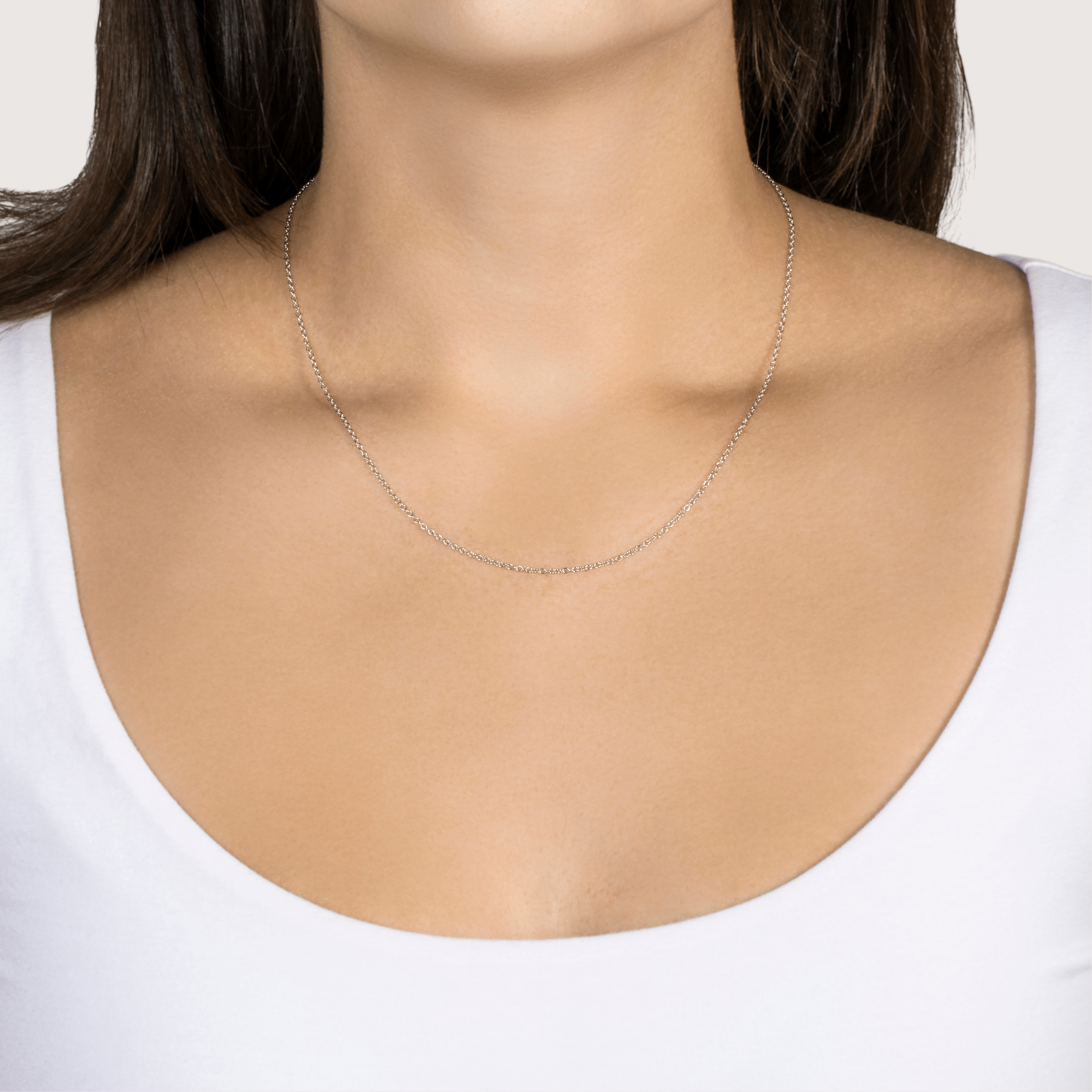 Estate 14k White Gold Cable Chain Necklace 16-18、mySite、hinf8tx79