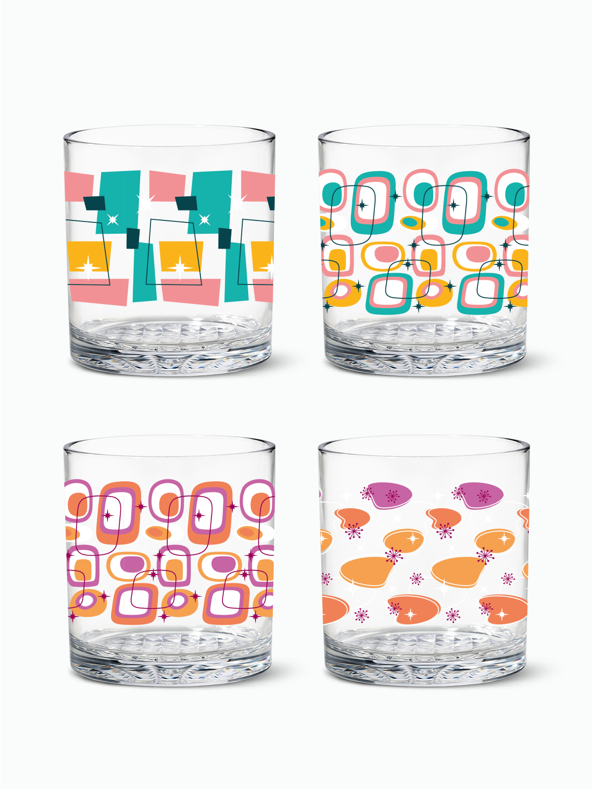 Mid-Century Retro Pattern- RESERVE 12oz Old Fashioned Tritan Copolyester Glass、mySite、camillekostekn