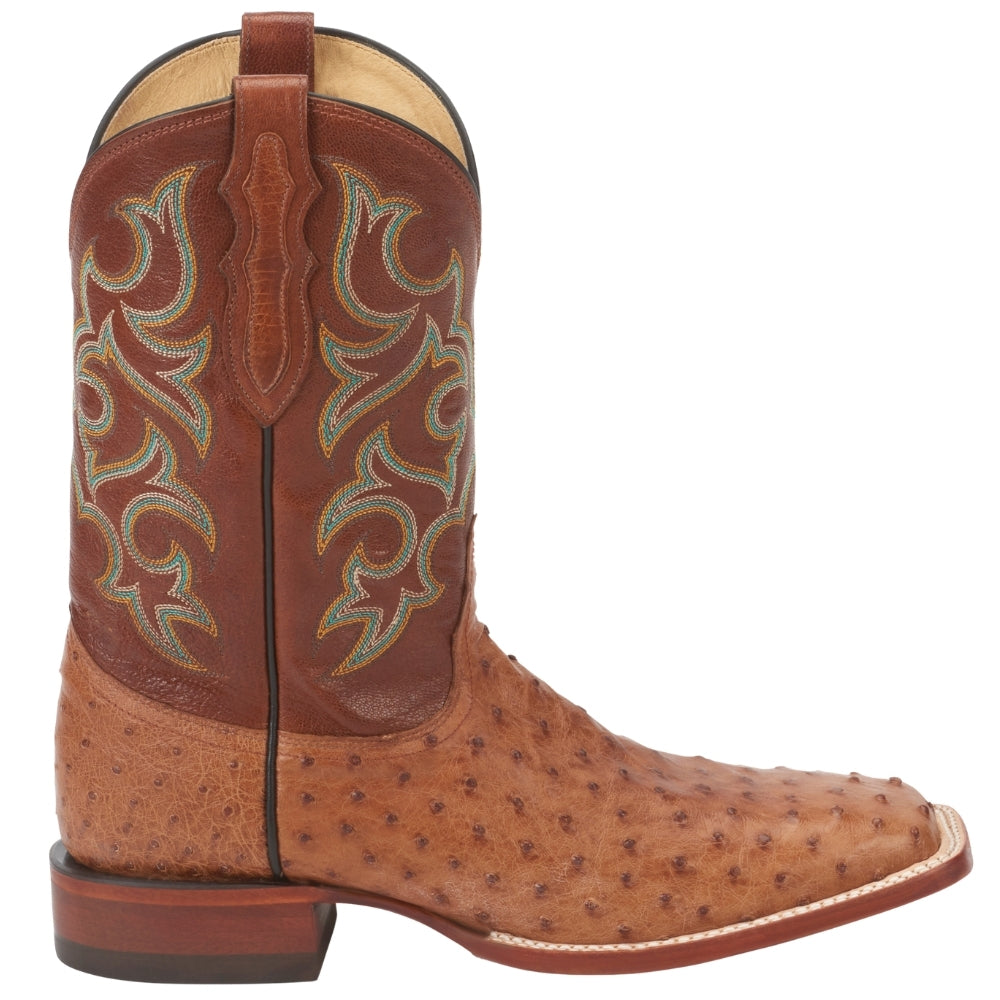Truman 11 Inch Full Quill Ostrich Embroidered Square Toe Pull On Cowboy Boots、mySite、gtrtttuynbv
