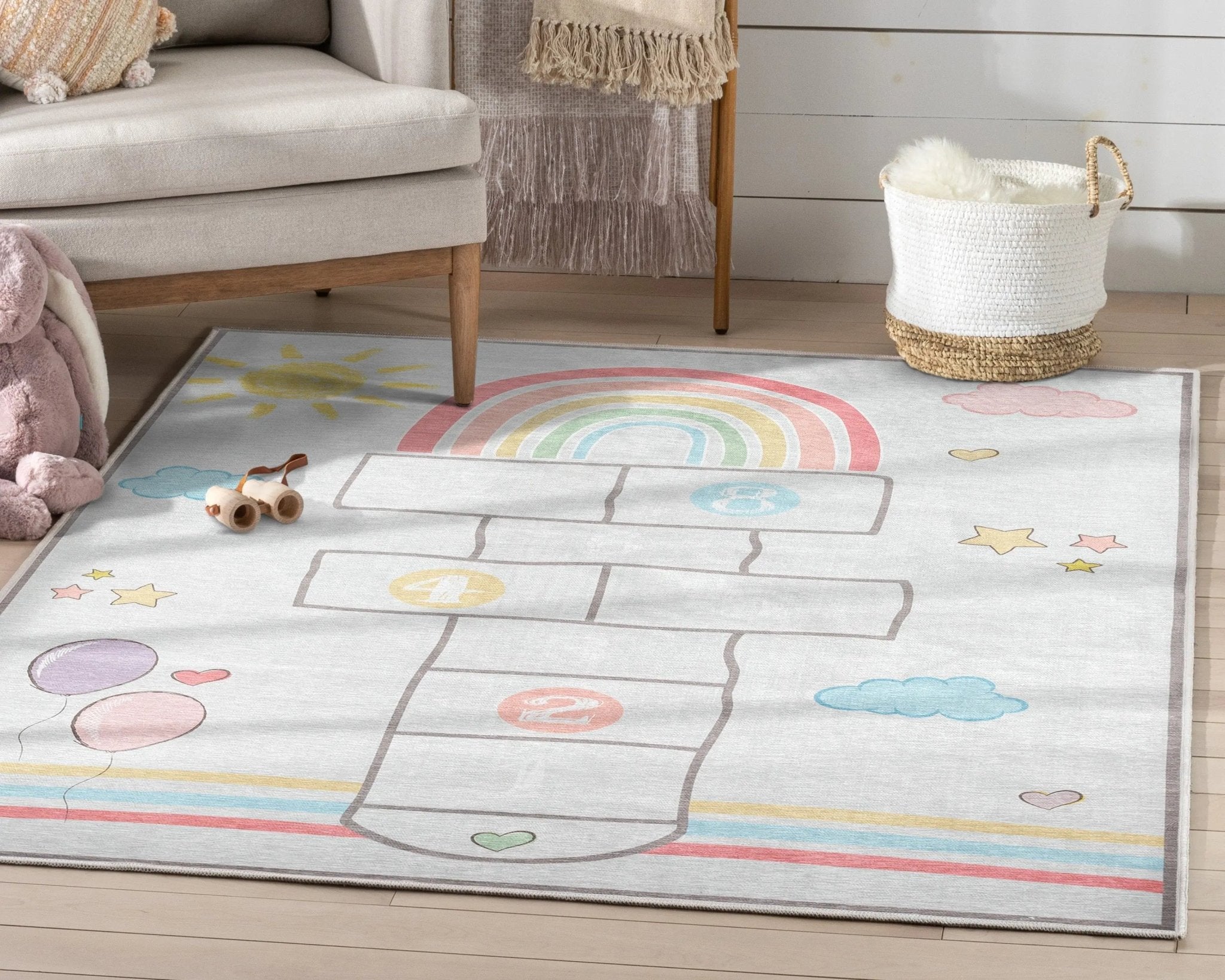 Hopscotch Modern Multi Grey Kids Flat-Weave Rug、mySite、gigharbornorthrealestate