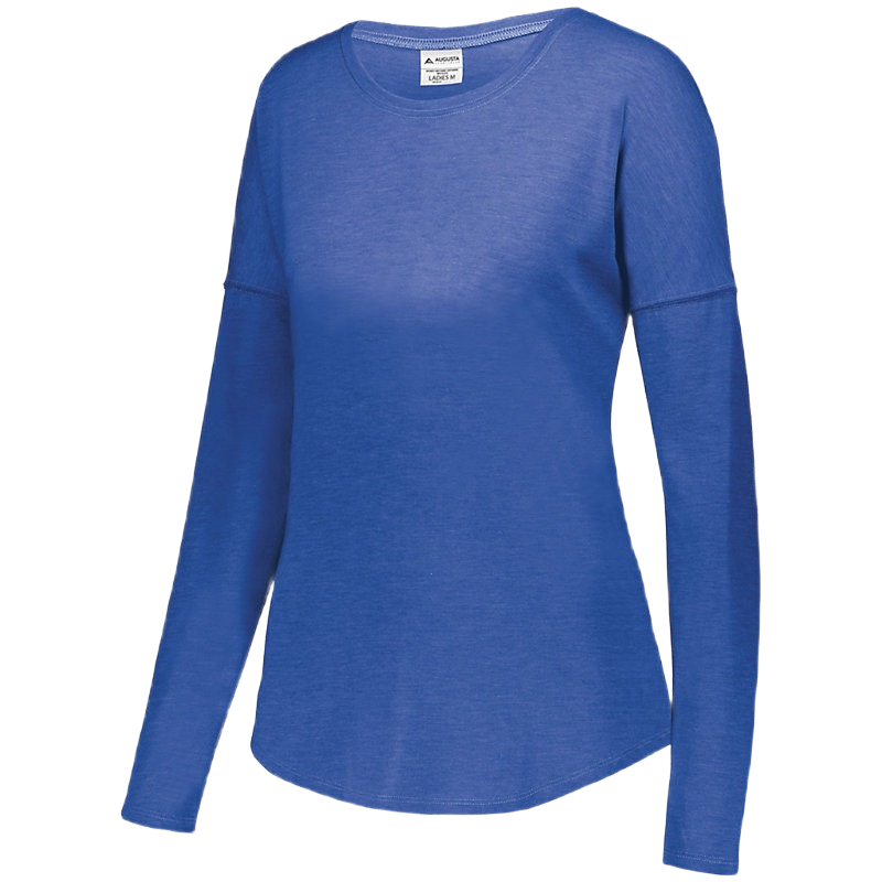 Augusta Women's Long Sleeve Tri-Blend Tee - Royal Heather、mySite、noshort