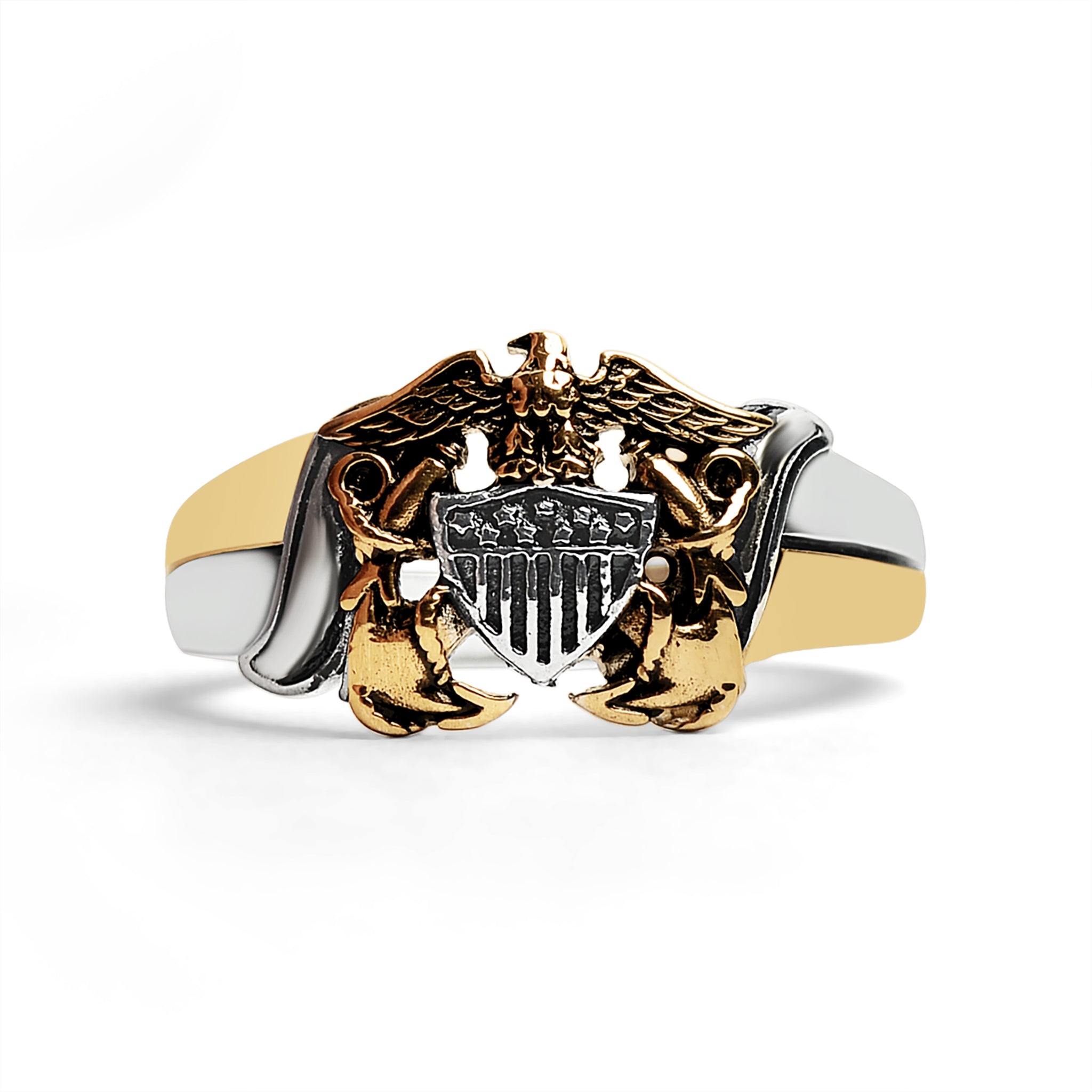 18K Gold PVD Stainless Steel United States Navy Two Tone Women's Ring / MCR6013、mySite、dreamappss