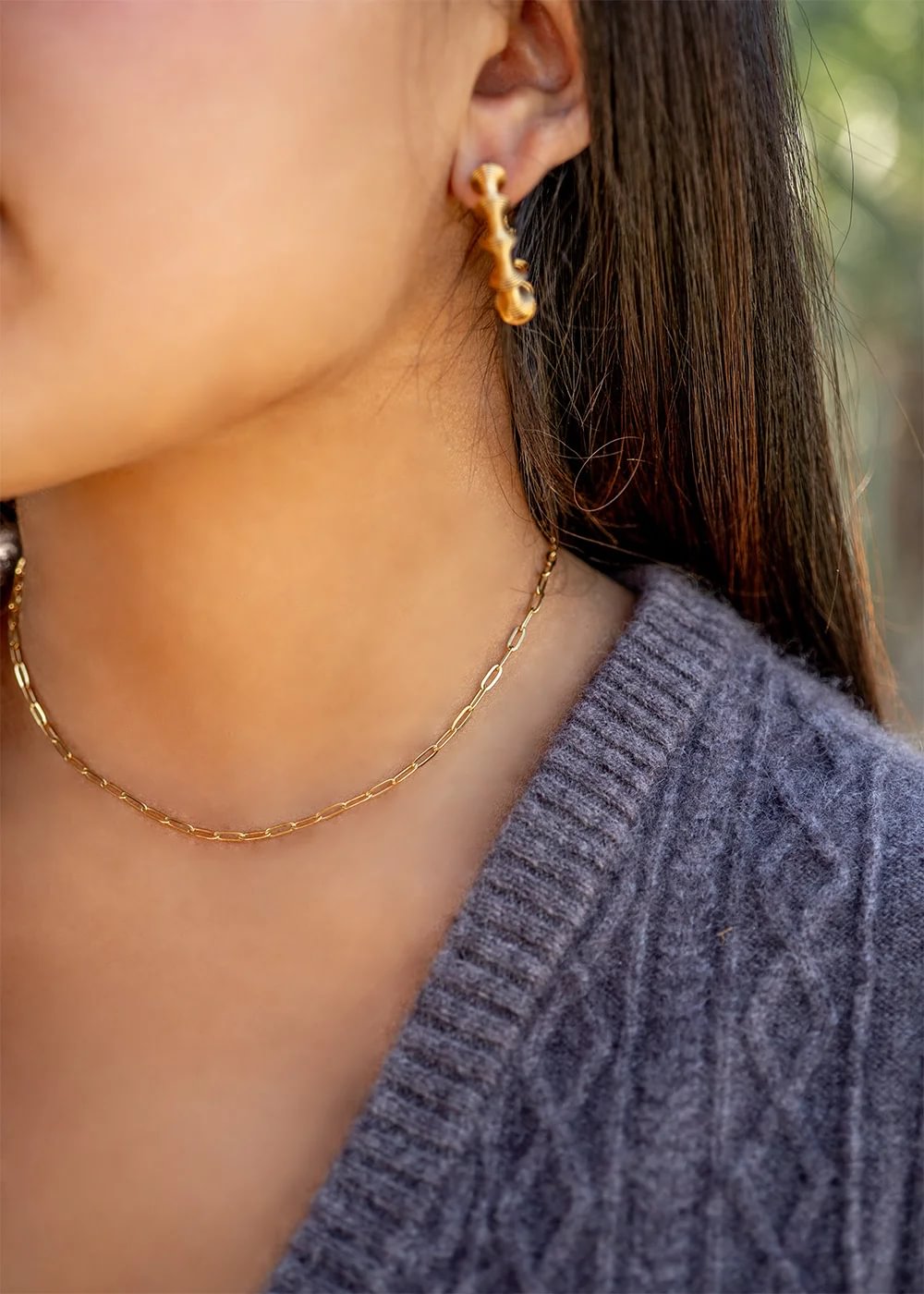 18K Gold PVD Stainless Steel Paperclip Chain Necklace / CHN9760、mySite、dreamappss