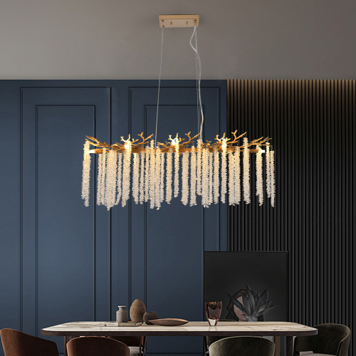 24-inch Modern Golden Pendant Light with Cascading Crystal Strands, Ideal for Living Room, Dining Room and Foyer, High-End Decorative Lighting Fixture (Bulb Not Included)、、eastwooduniform